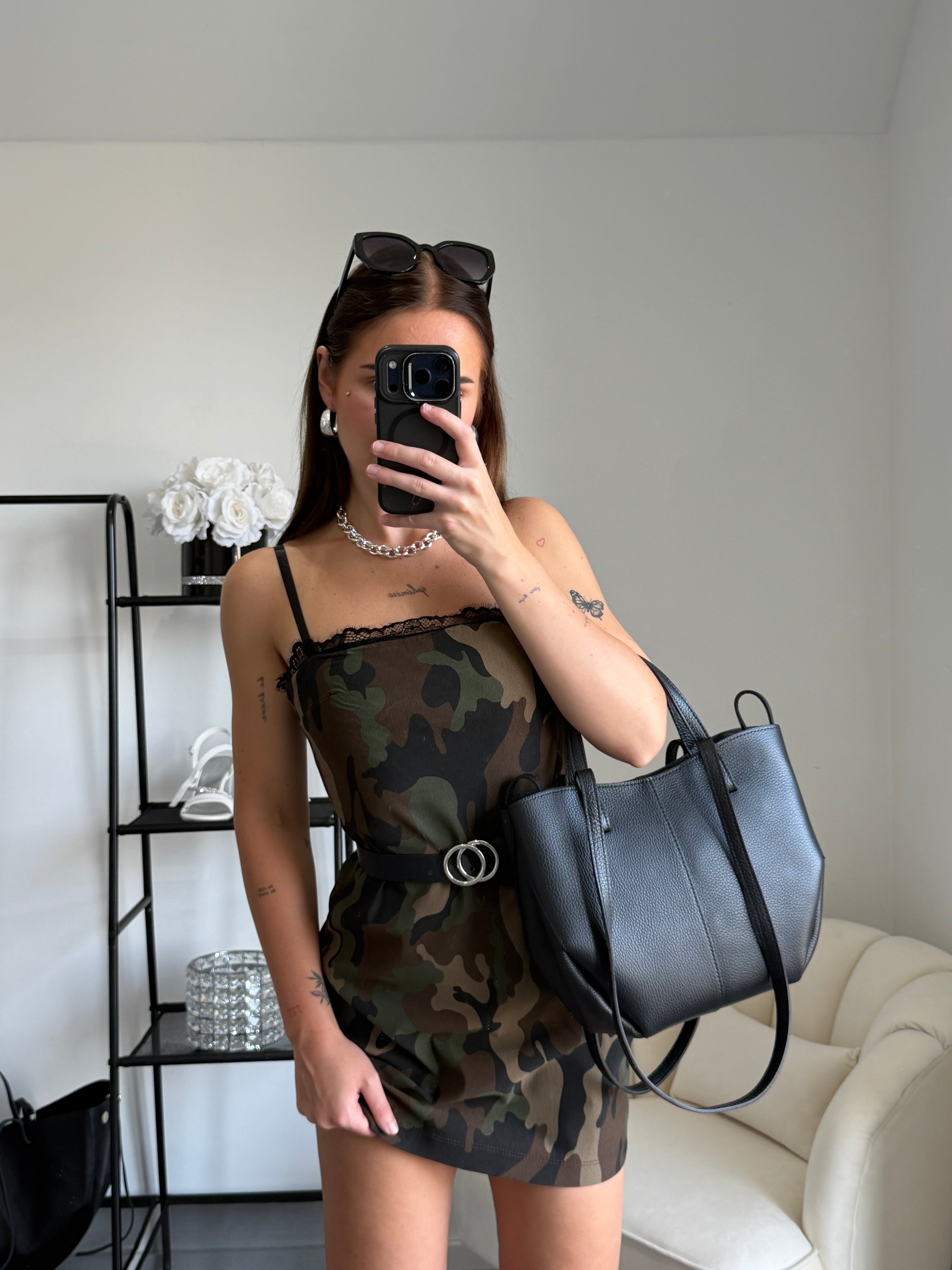 NATALY Camouflage Cotton Mini Dress
