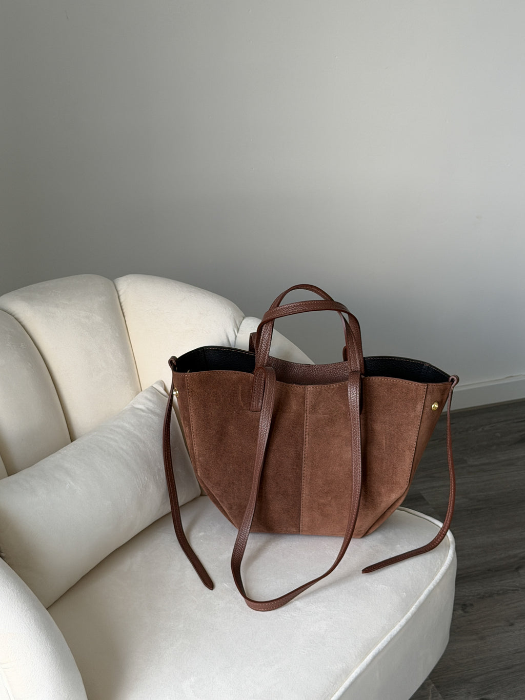 LAURA Brown Suede Bag Shopper Medium