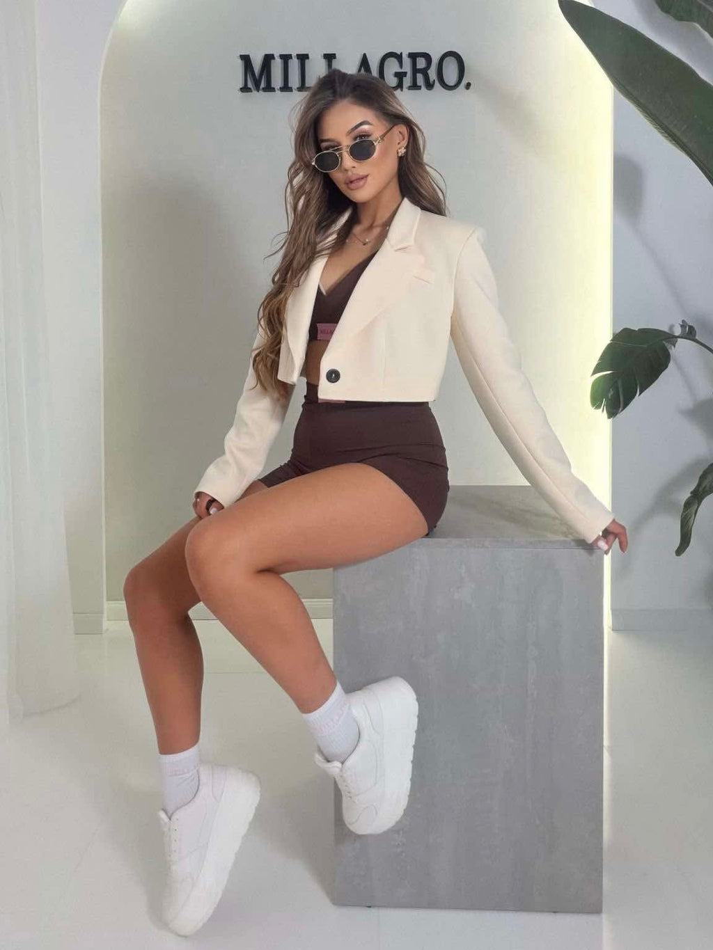 MILAGROS Cotton Cream Blazer