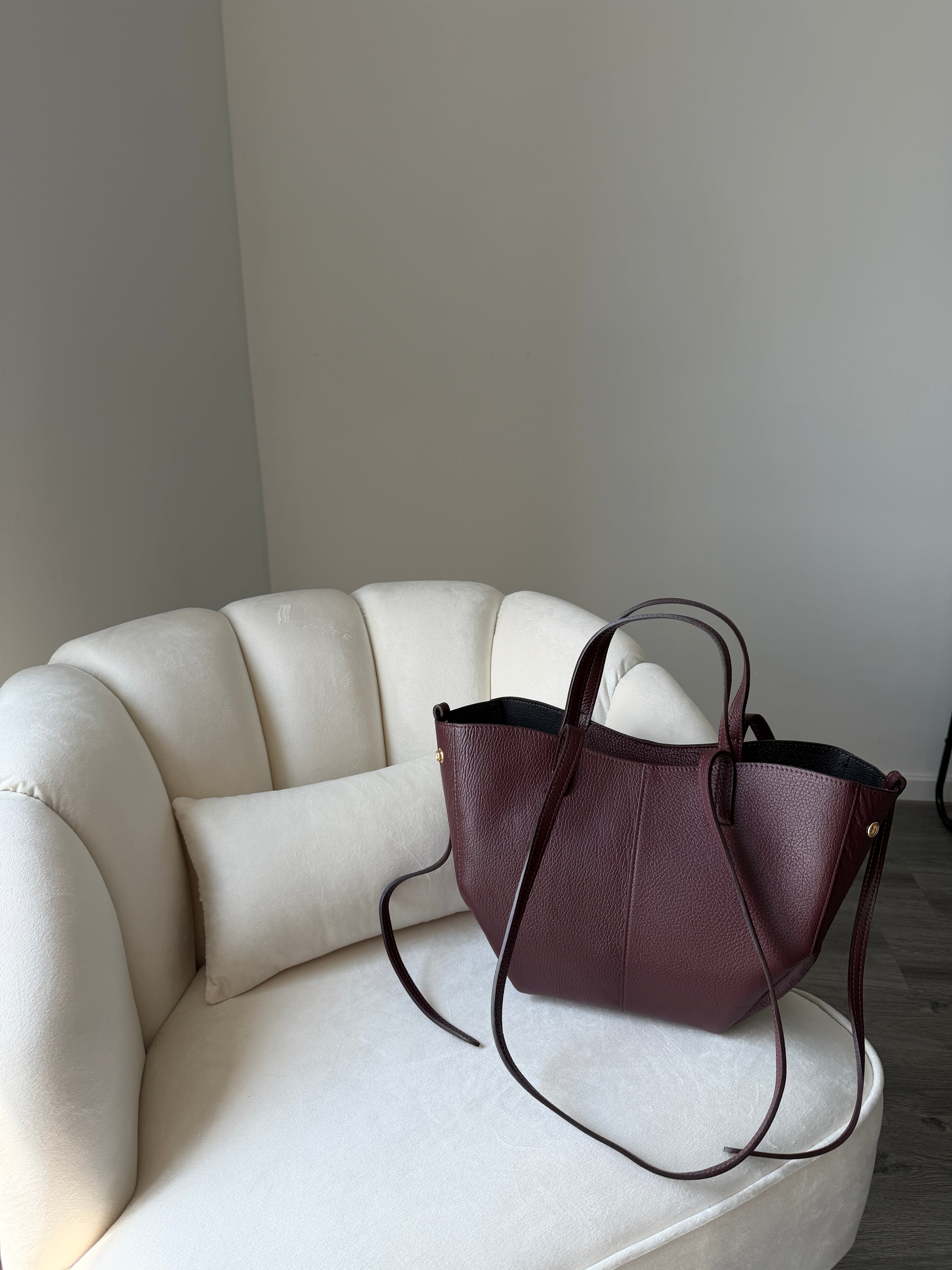 LAURA Burgundy Leather Bag Shopper Medium