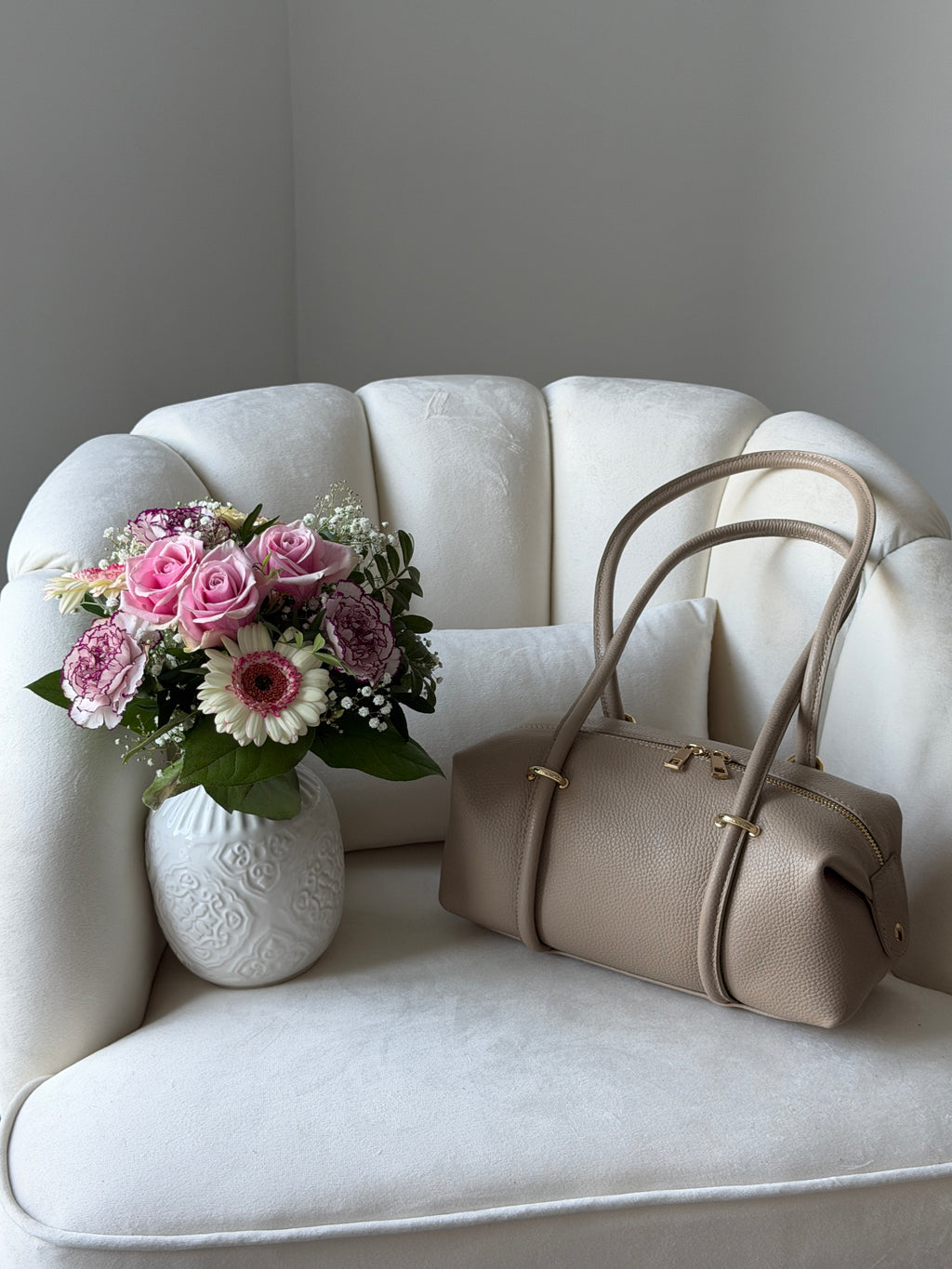 DASHA Beige Leather Bag Small