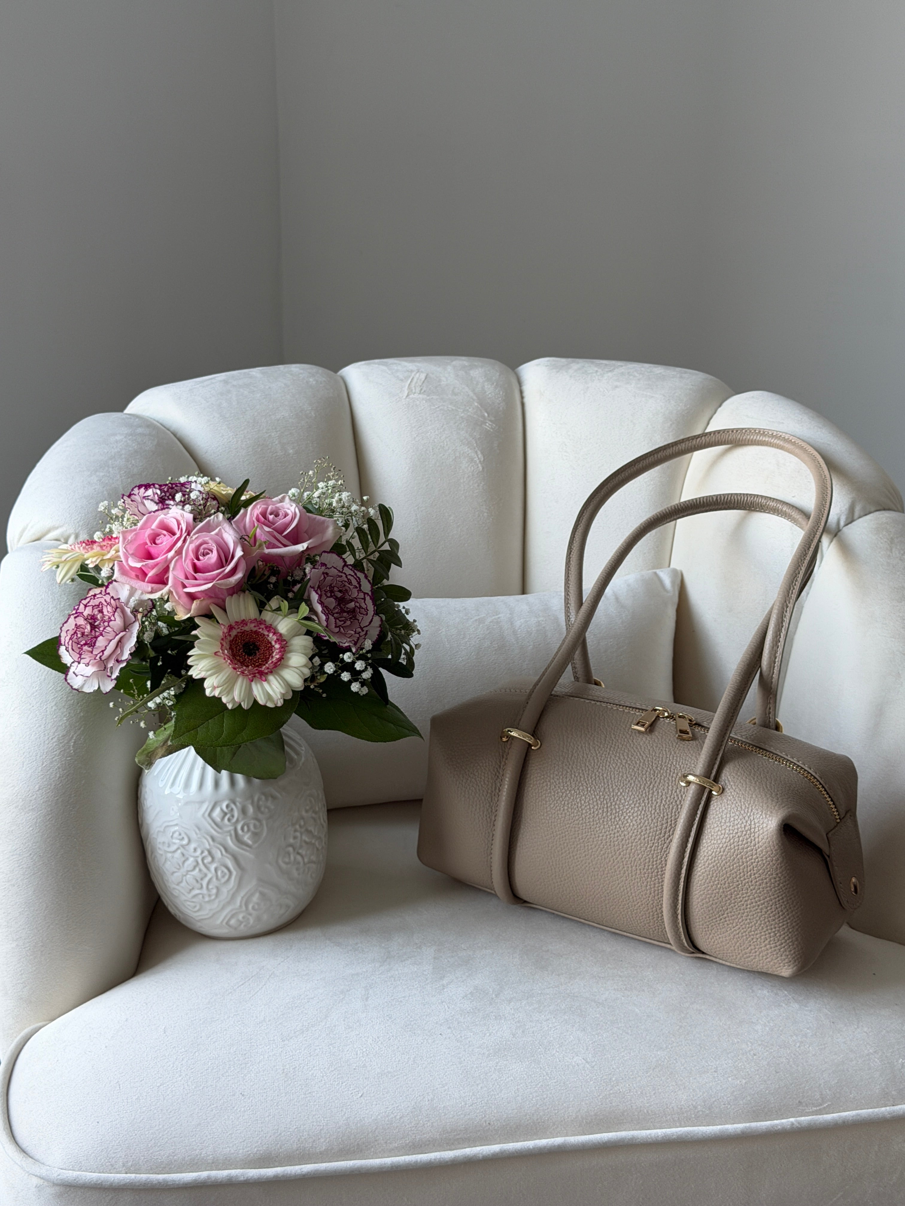 DASHA Beige Leather Bag Small