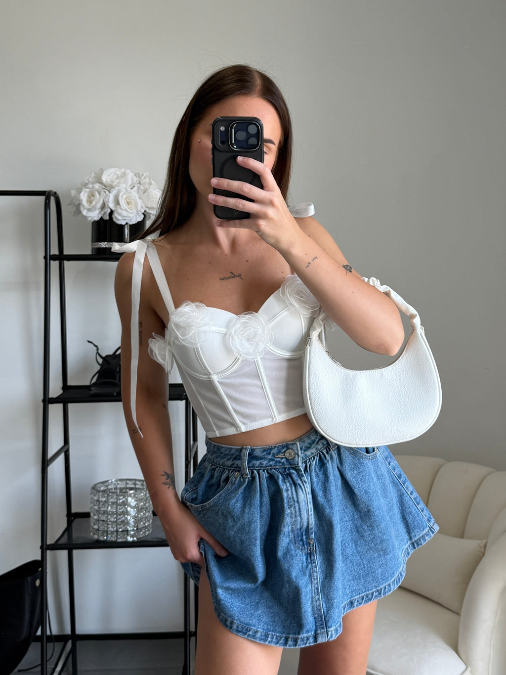 ADA White Floral Corset