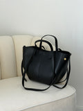 LAURA Black Leather Bag Shopper Medium