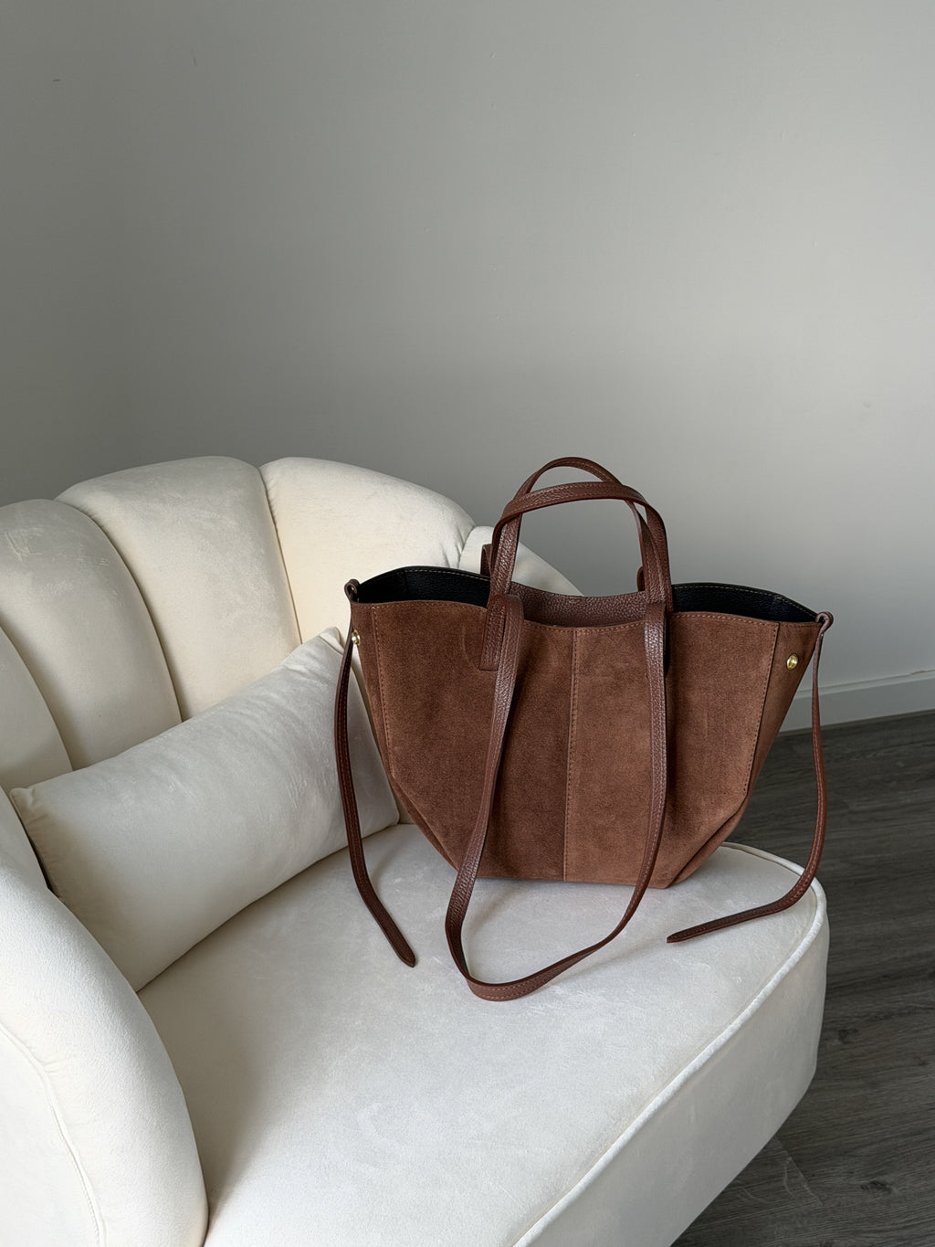 LAURA Brown Suede Bag Shopper Medium