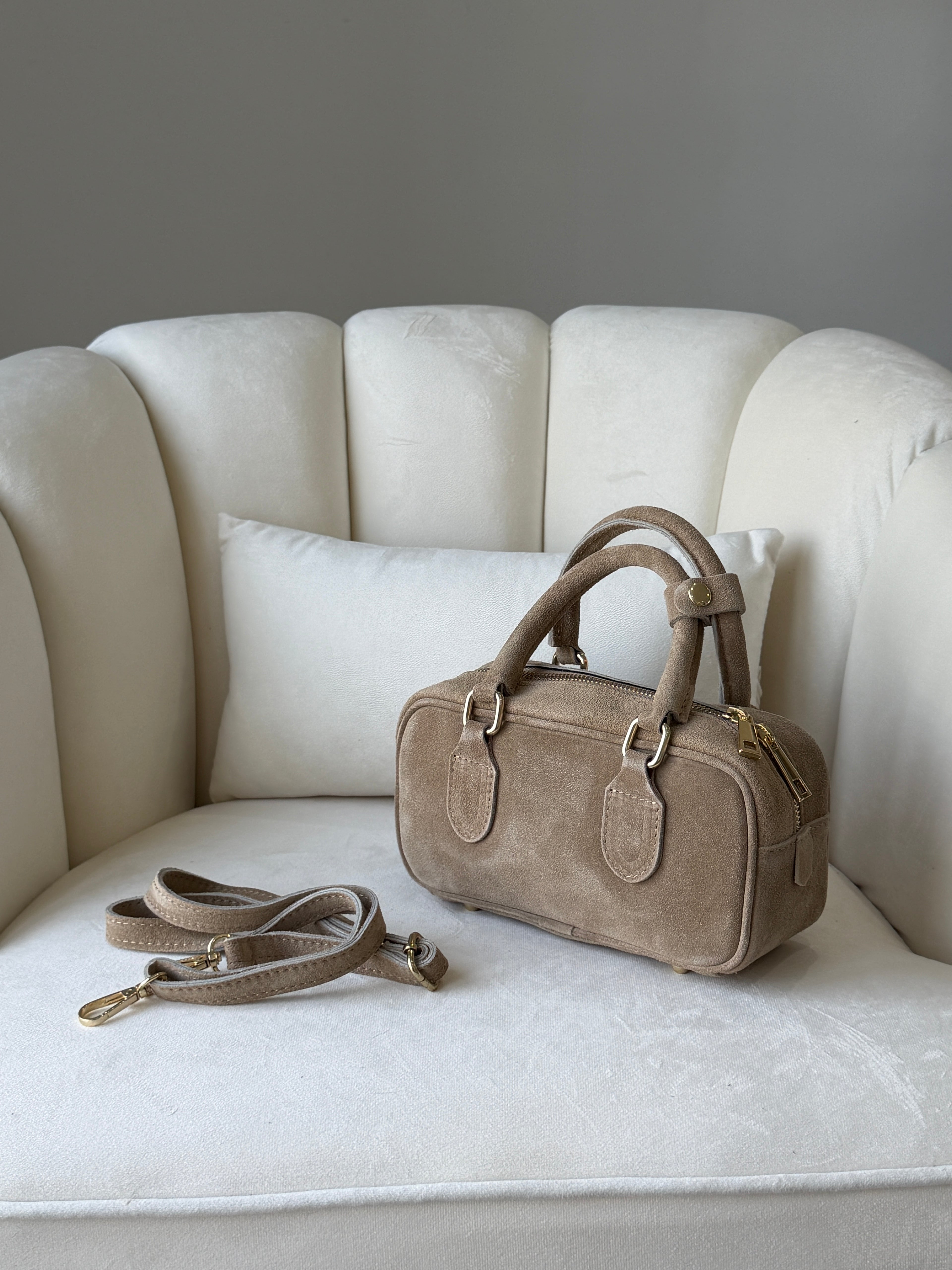 MONICA Beige Suede Bag