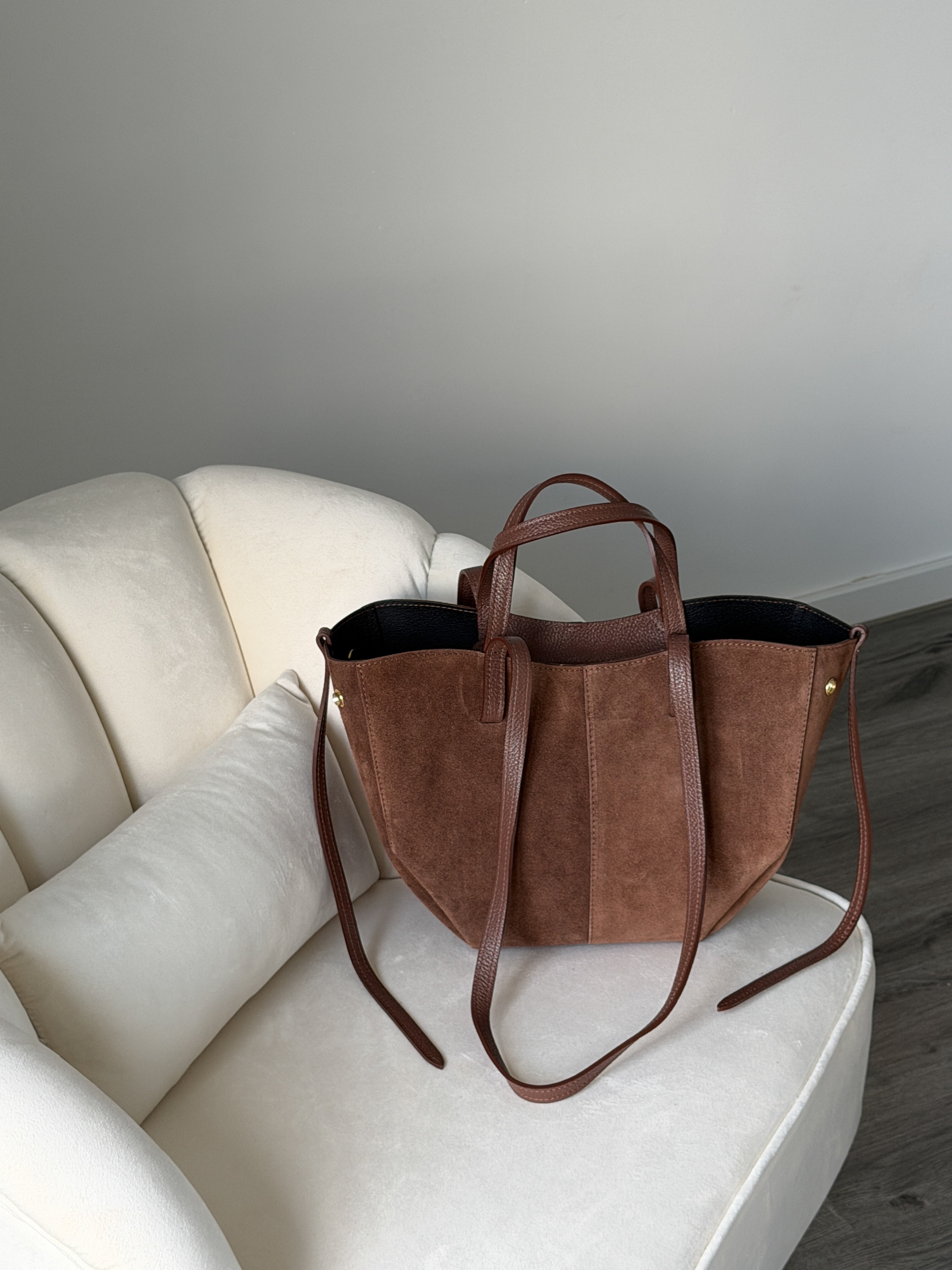 LAURA Brown Suede Bag Shopper Medium