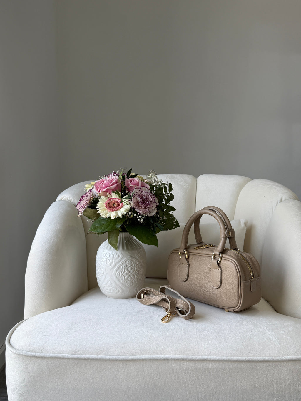 MONICA Beige Leather Bag