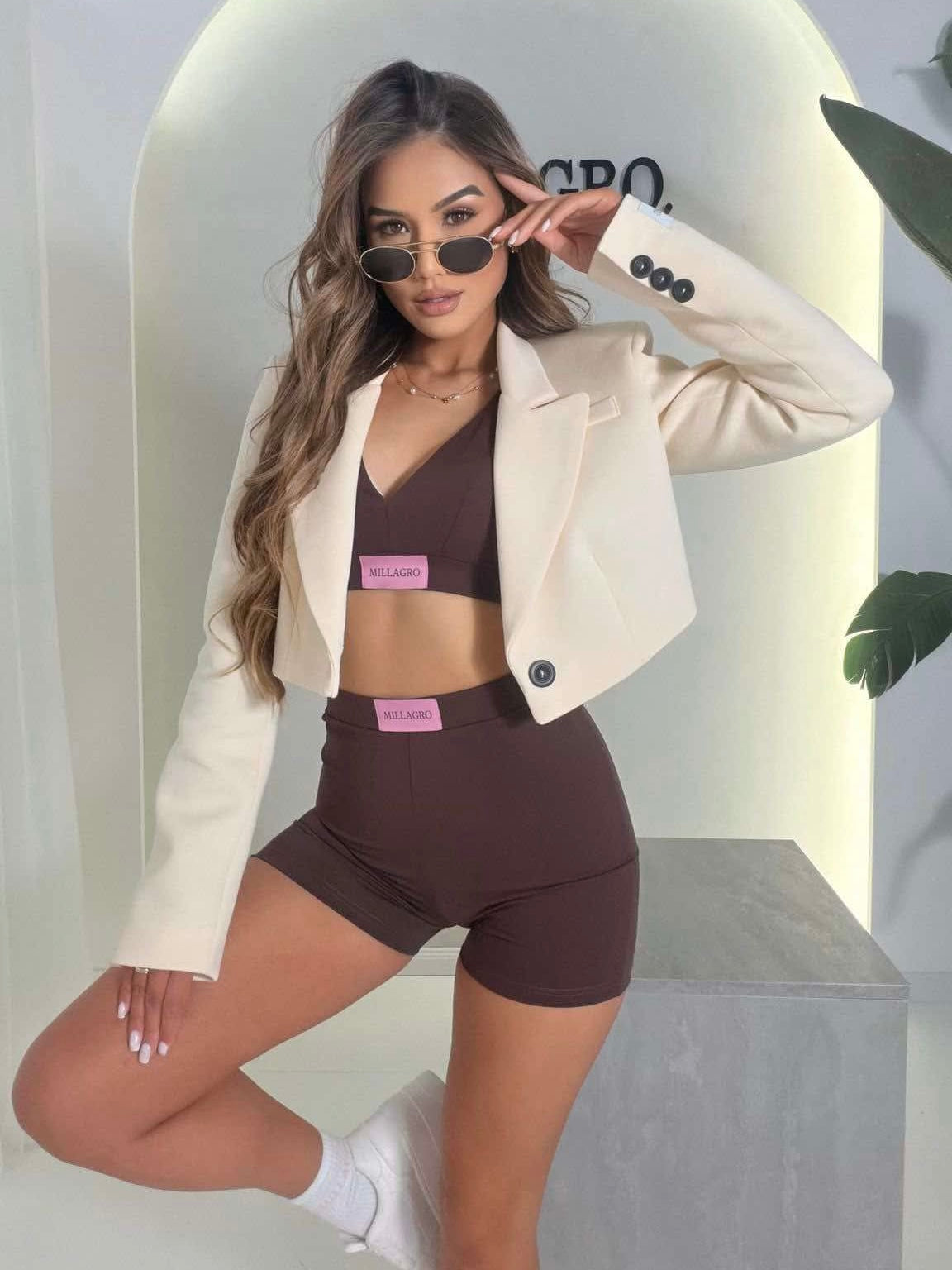 MILAGROS Cotton Cream Blazer