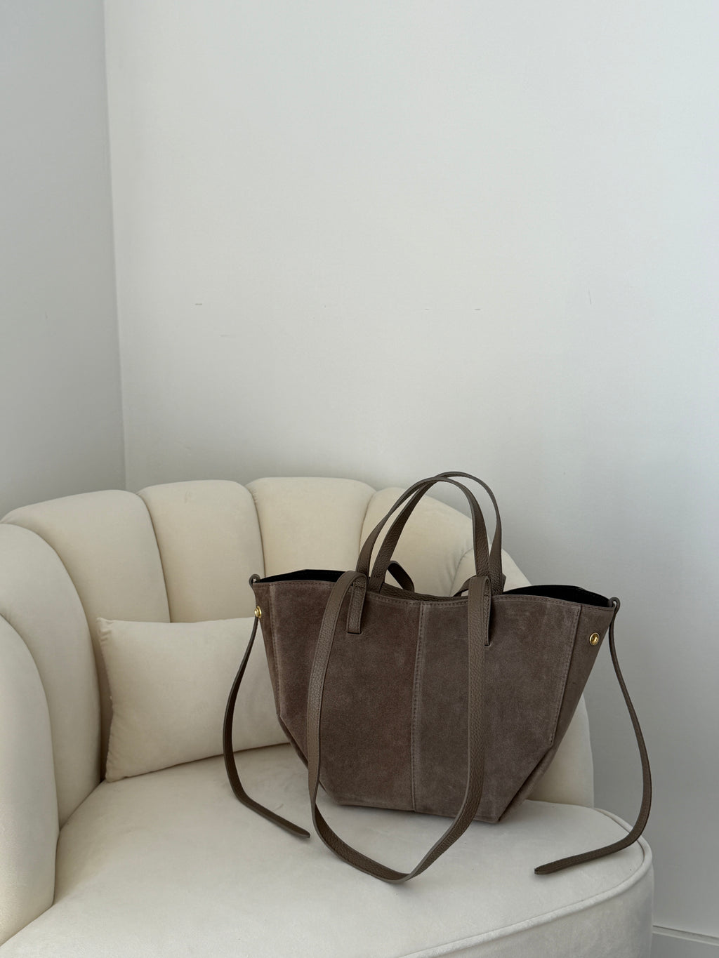 LAURA Taupe Suede Bag Shopper Medium