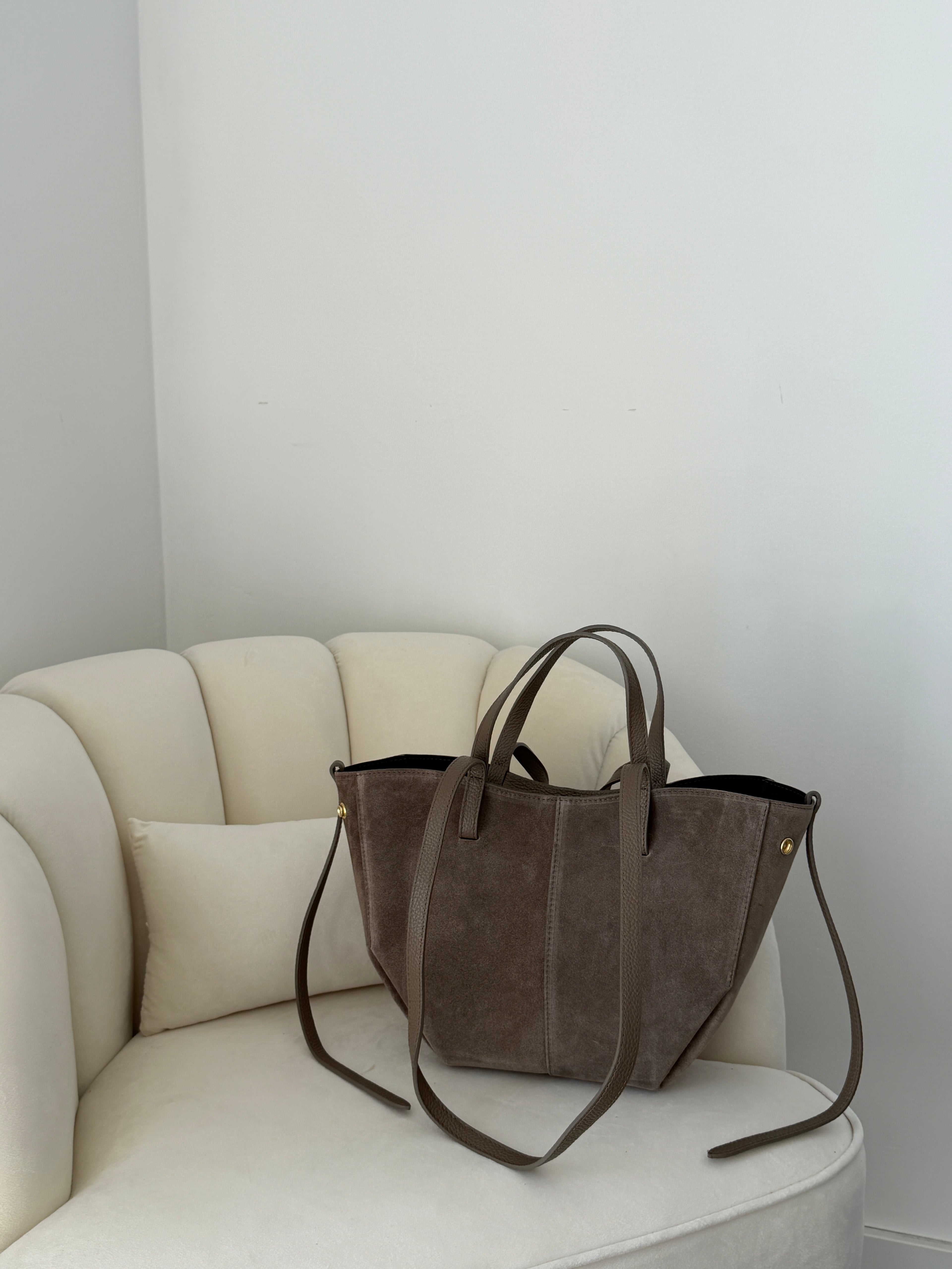 LAURA Taupe Suede Bag Shopper Medium