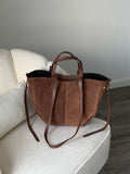 LAURA Brown Suede Bag Shopper Medium