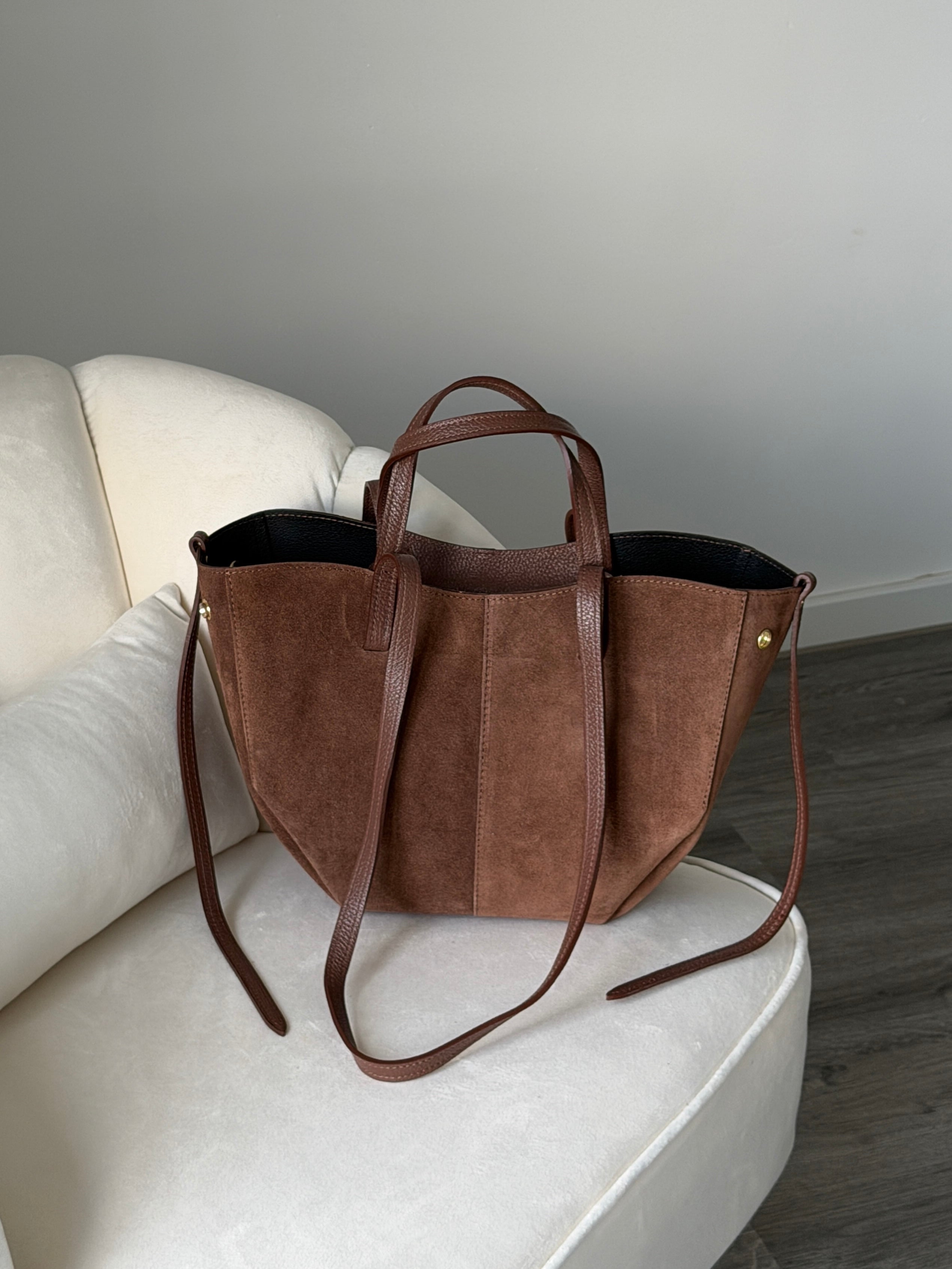 LAURA Brown Suede Bag Shopper Medium