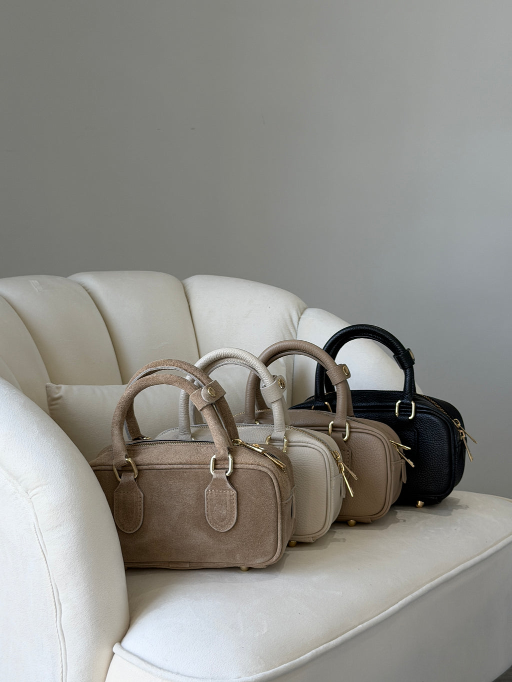 MONICA Beige Suede Bag