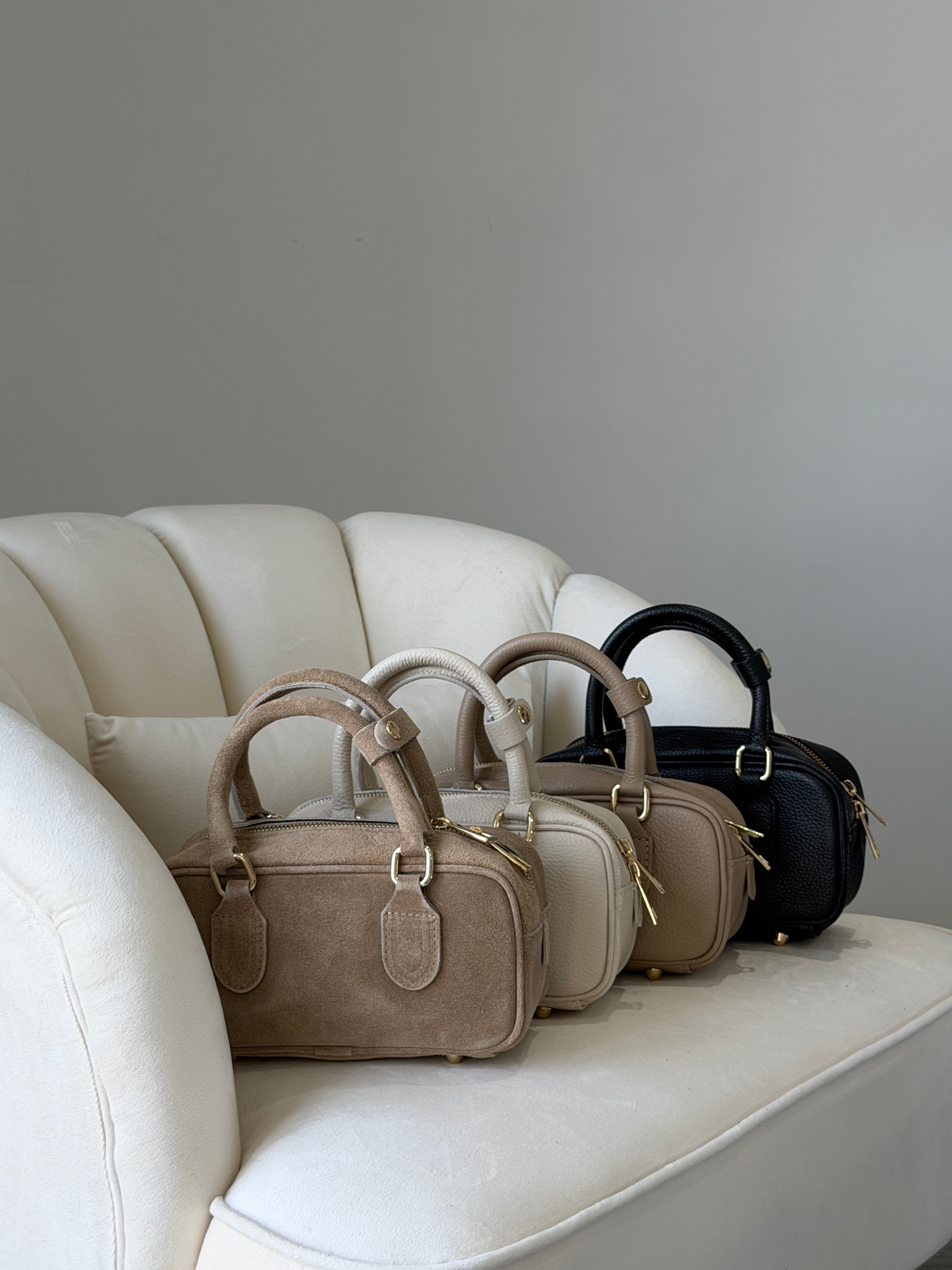 MONICA Beige Suede Bag