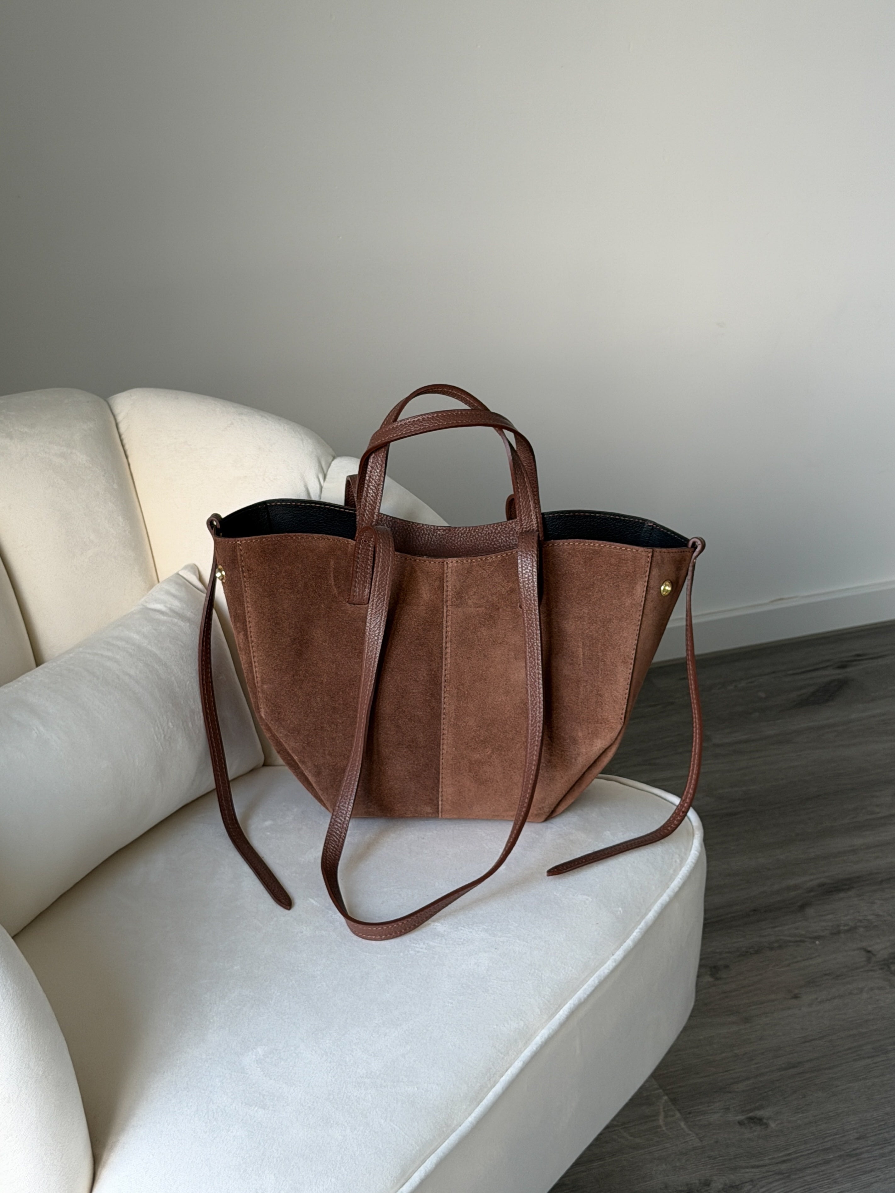 LAURA Brown Suede Bag Shopper Medium