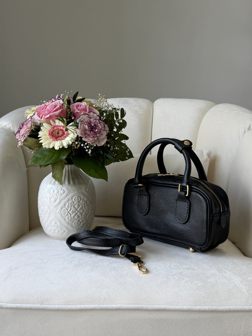 MONICA Black Leather Bag