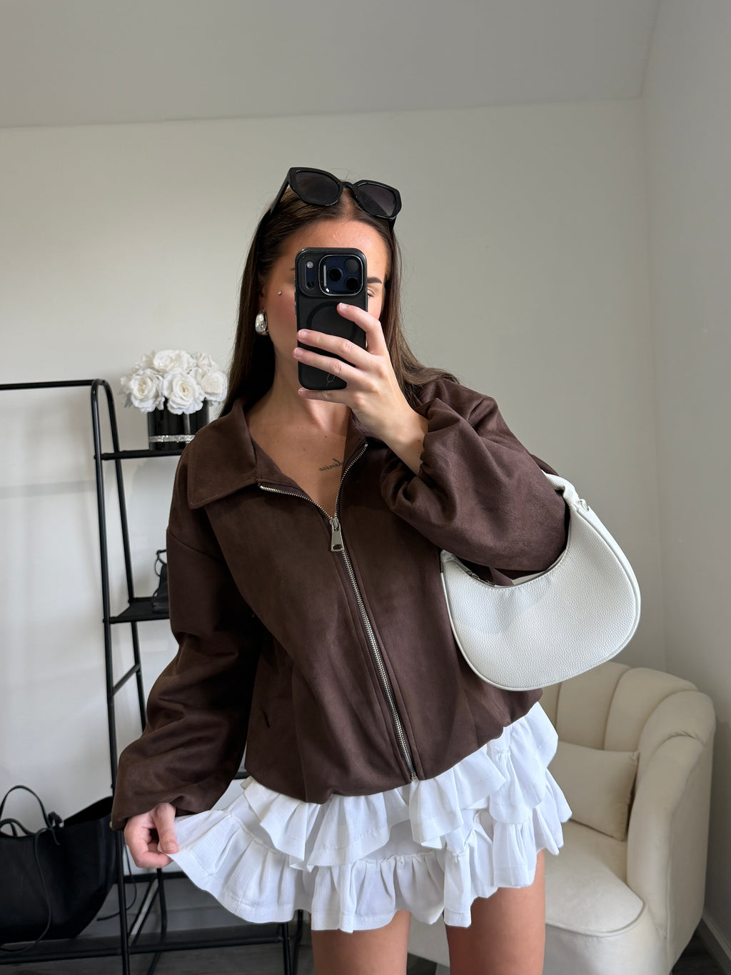 AGATHA Chocolate Vegan Suede Jacket