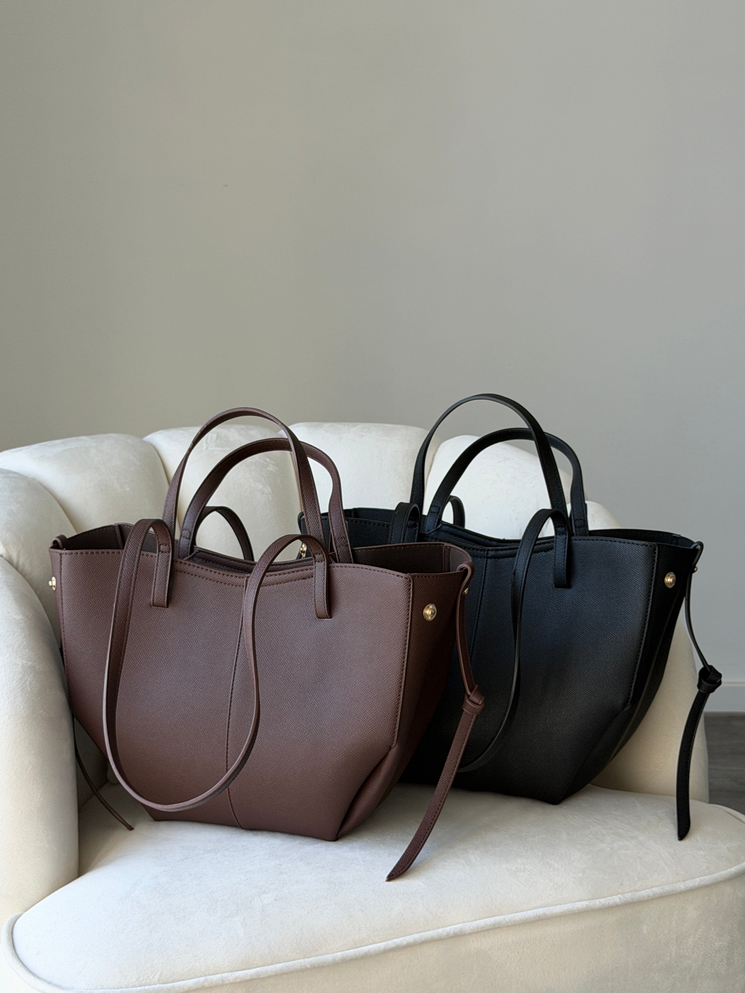 LAURA Brown Vegan Leather Bag Shopper Medium