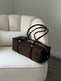 DASHA Chocolate Suede Bag Large
