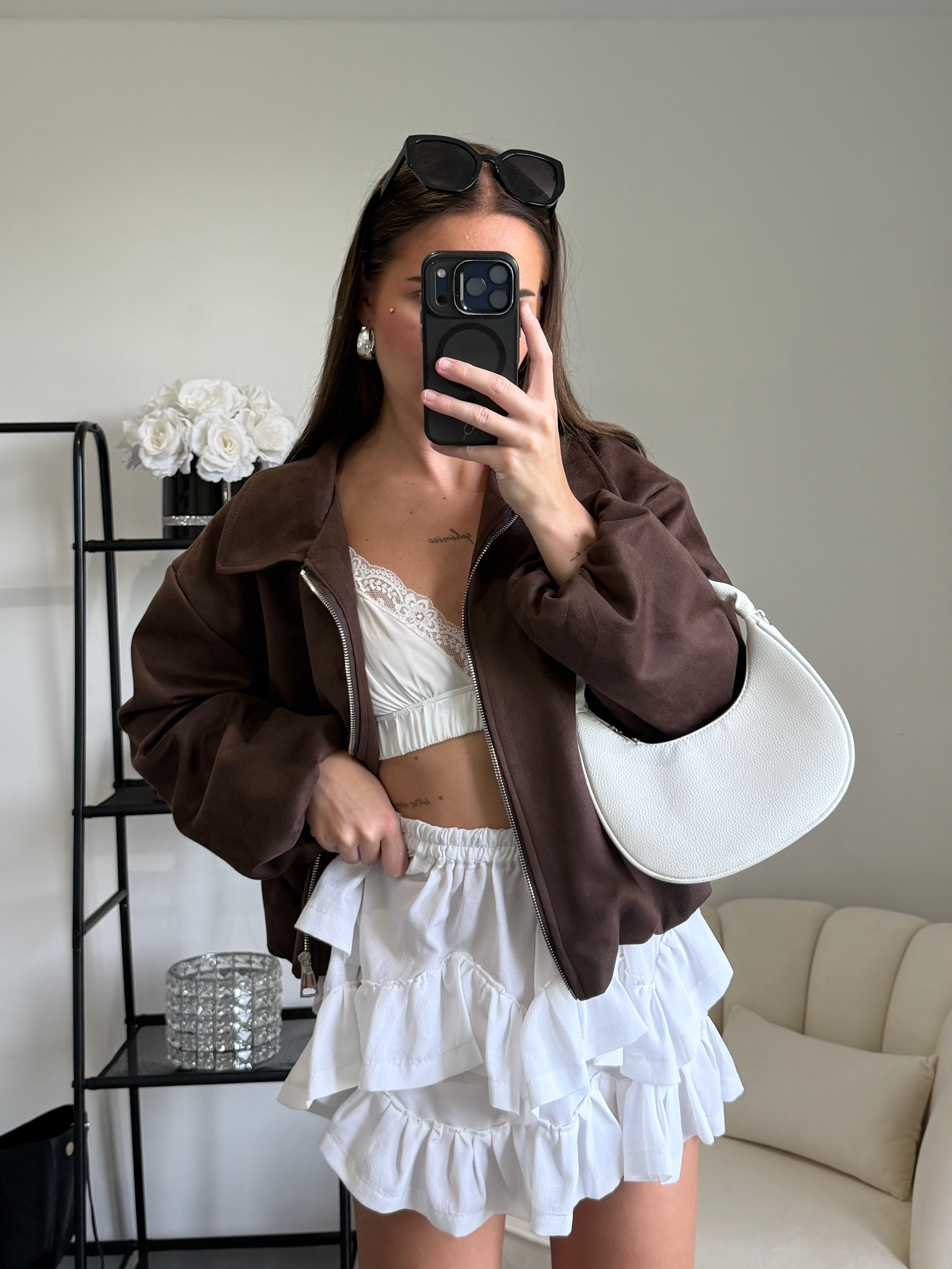 AGATHA Chocolate Vegan Suede Jacket