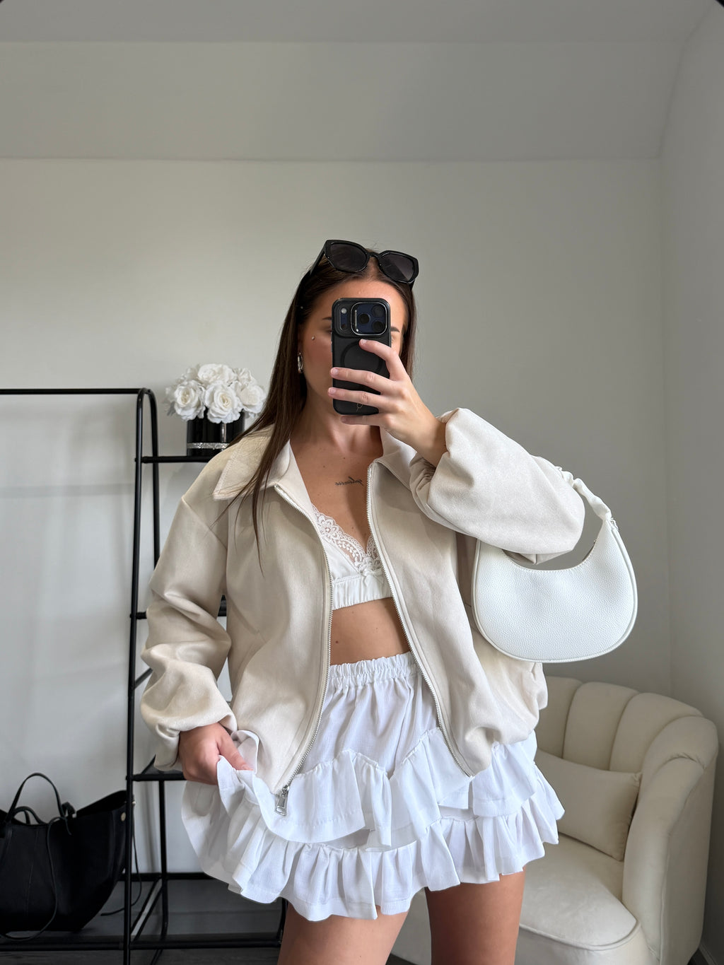 AGATHA Cream Vegan Suede Jacket