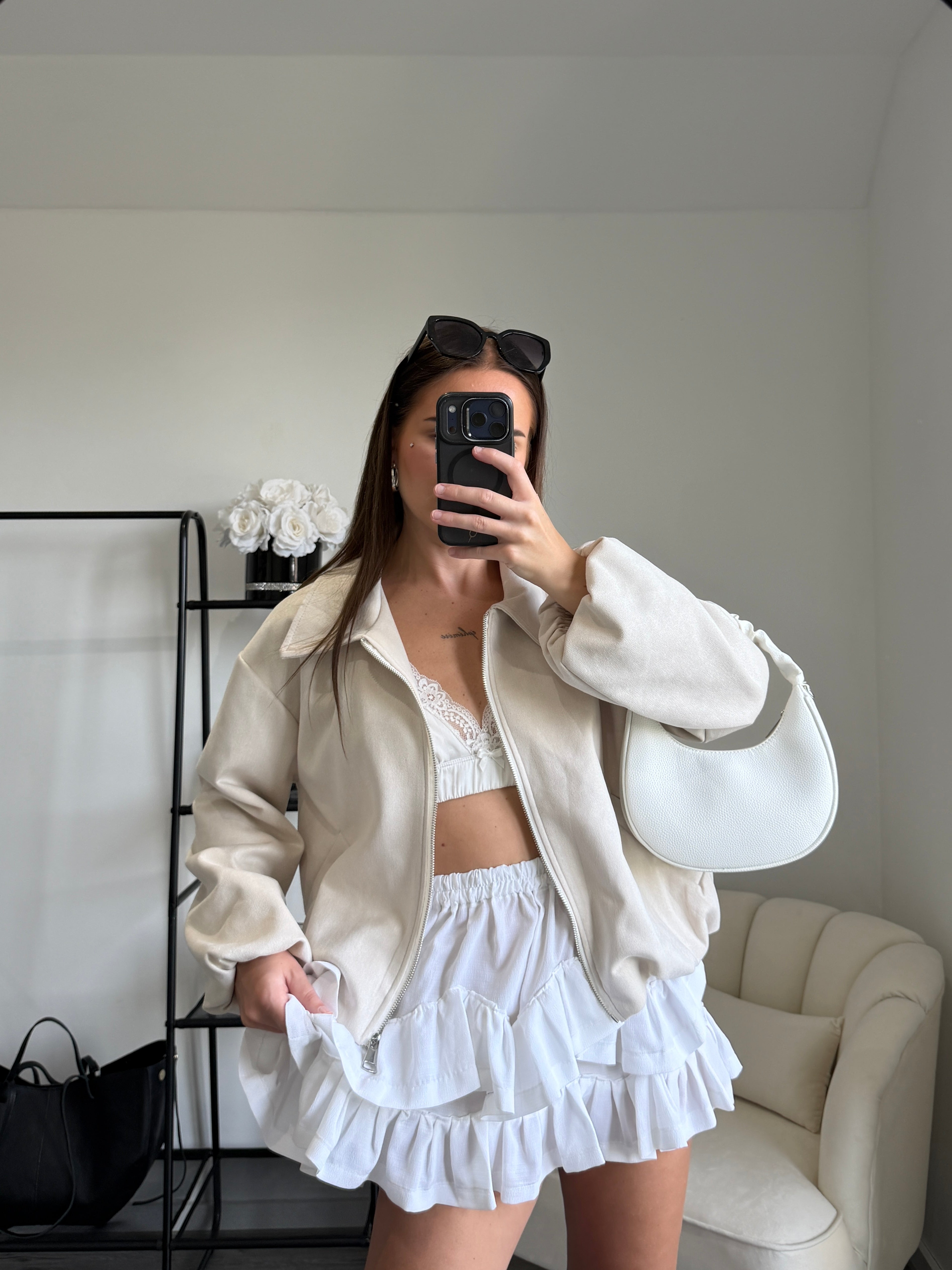 AGATHA Cream Vegan Suede Jacket