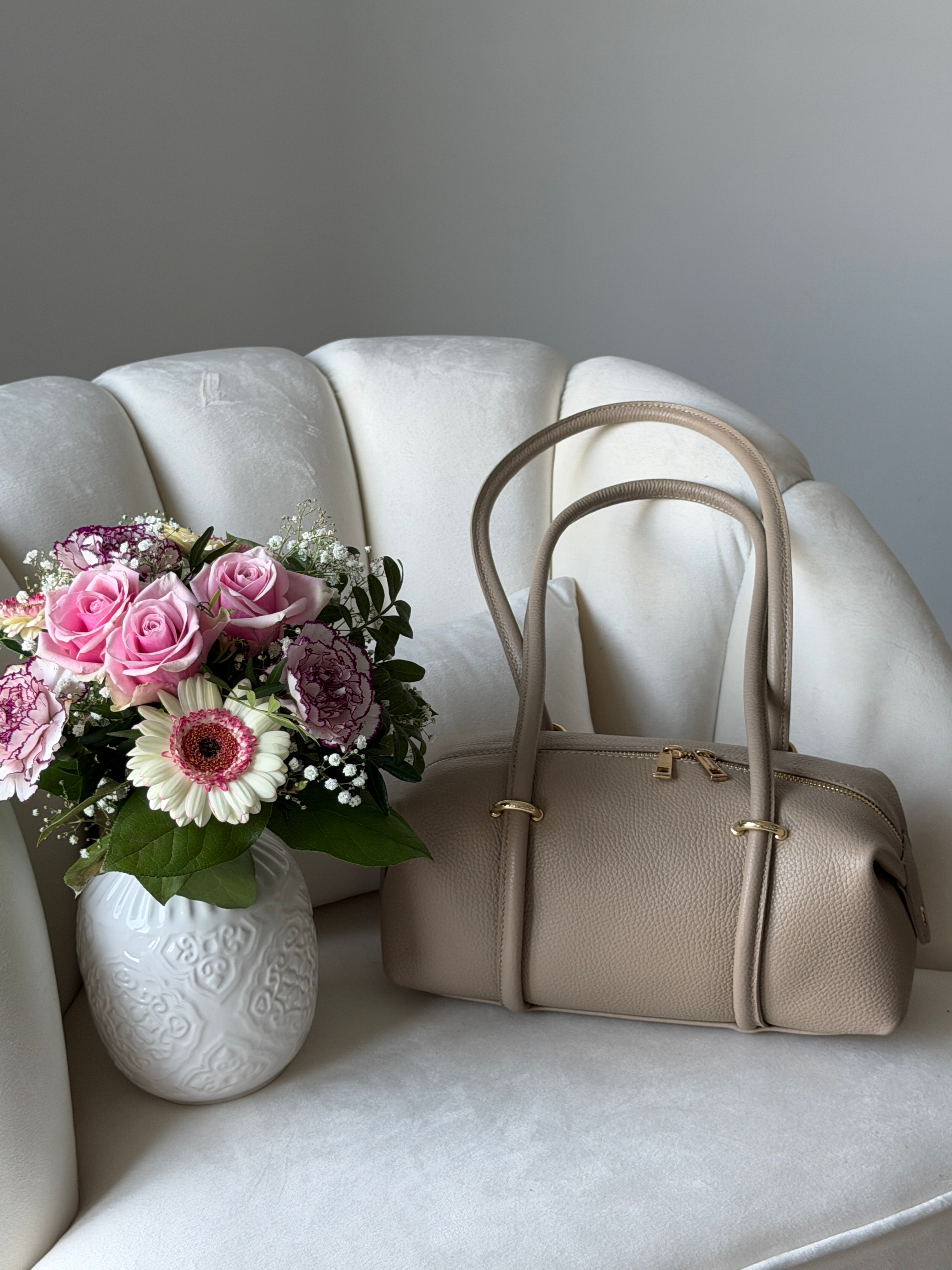 DASHA Beige Leather Bag Small