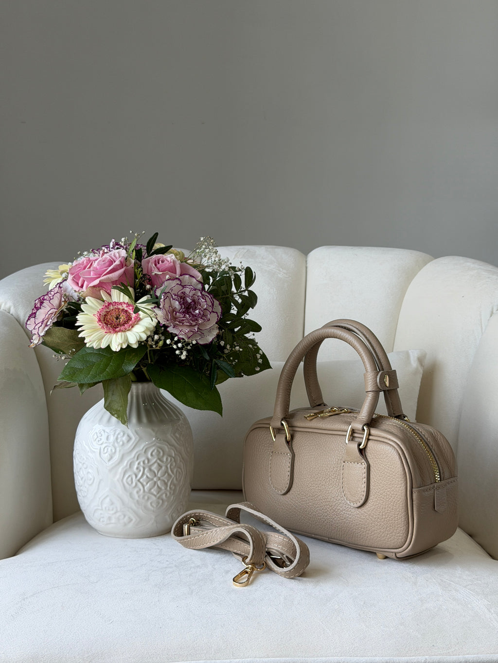 MONICA Beige Leather Bag