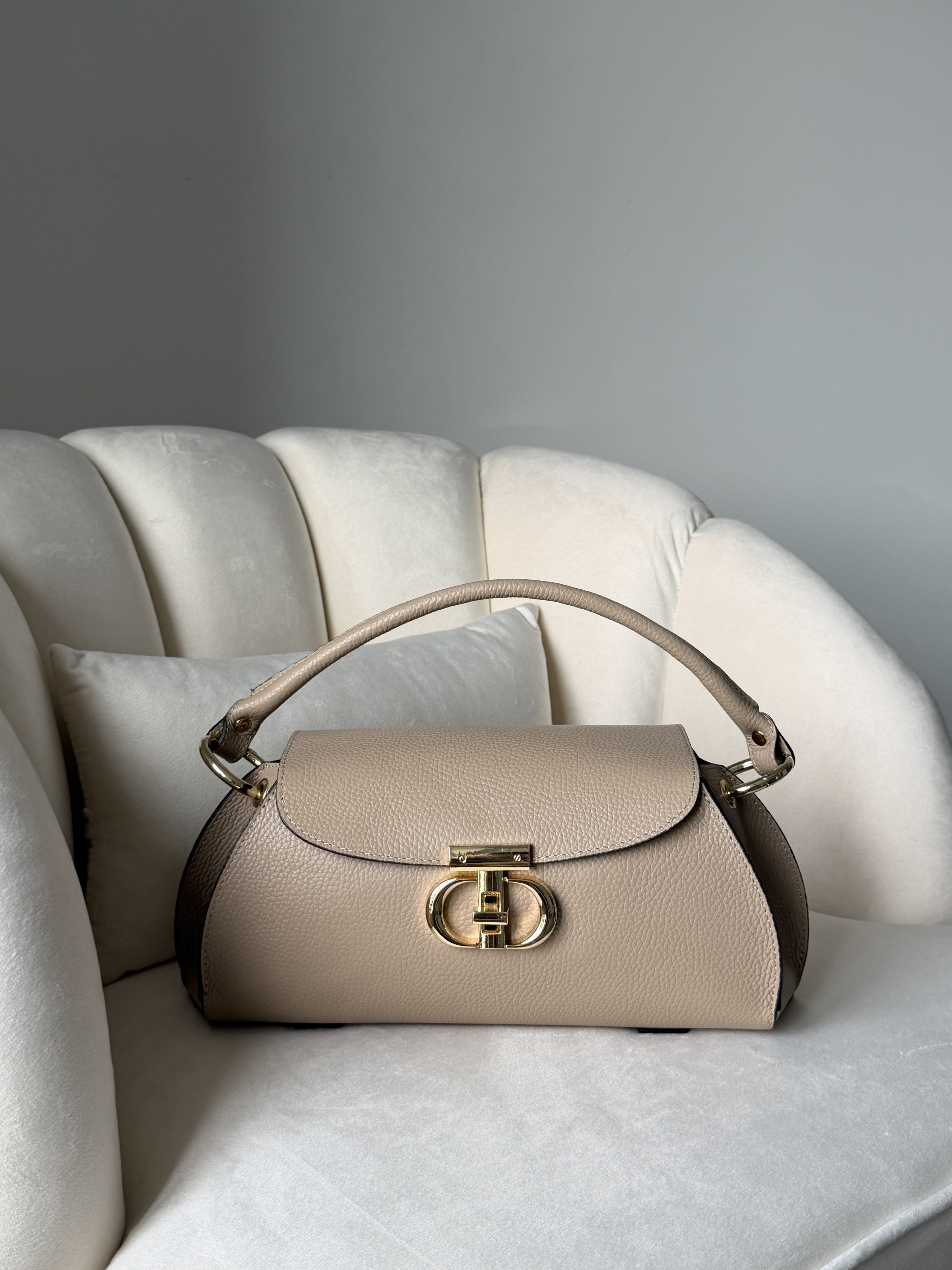CLARIE Leather Beige Bag