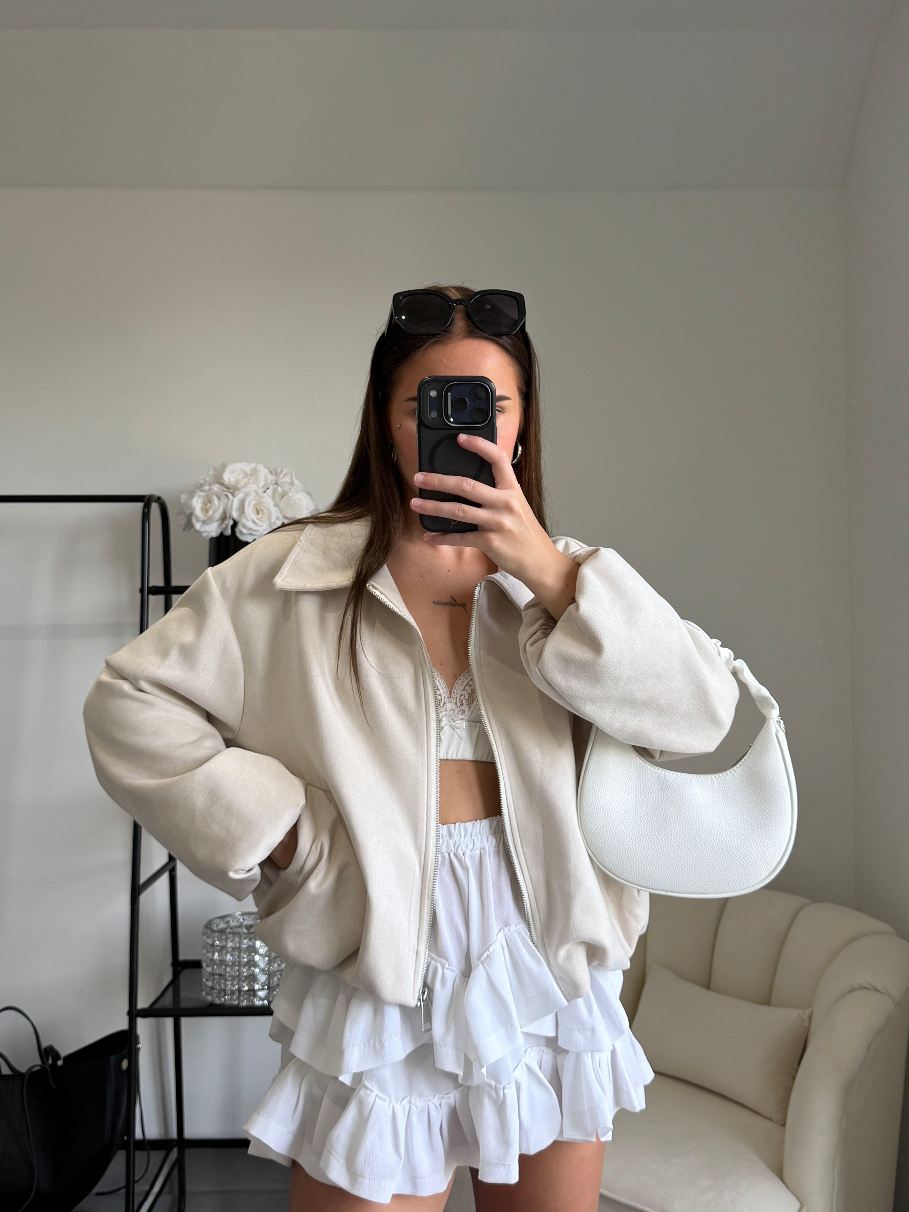 AGATHA Cream Vegan Suede Jacket