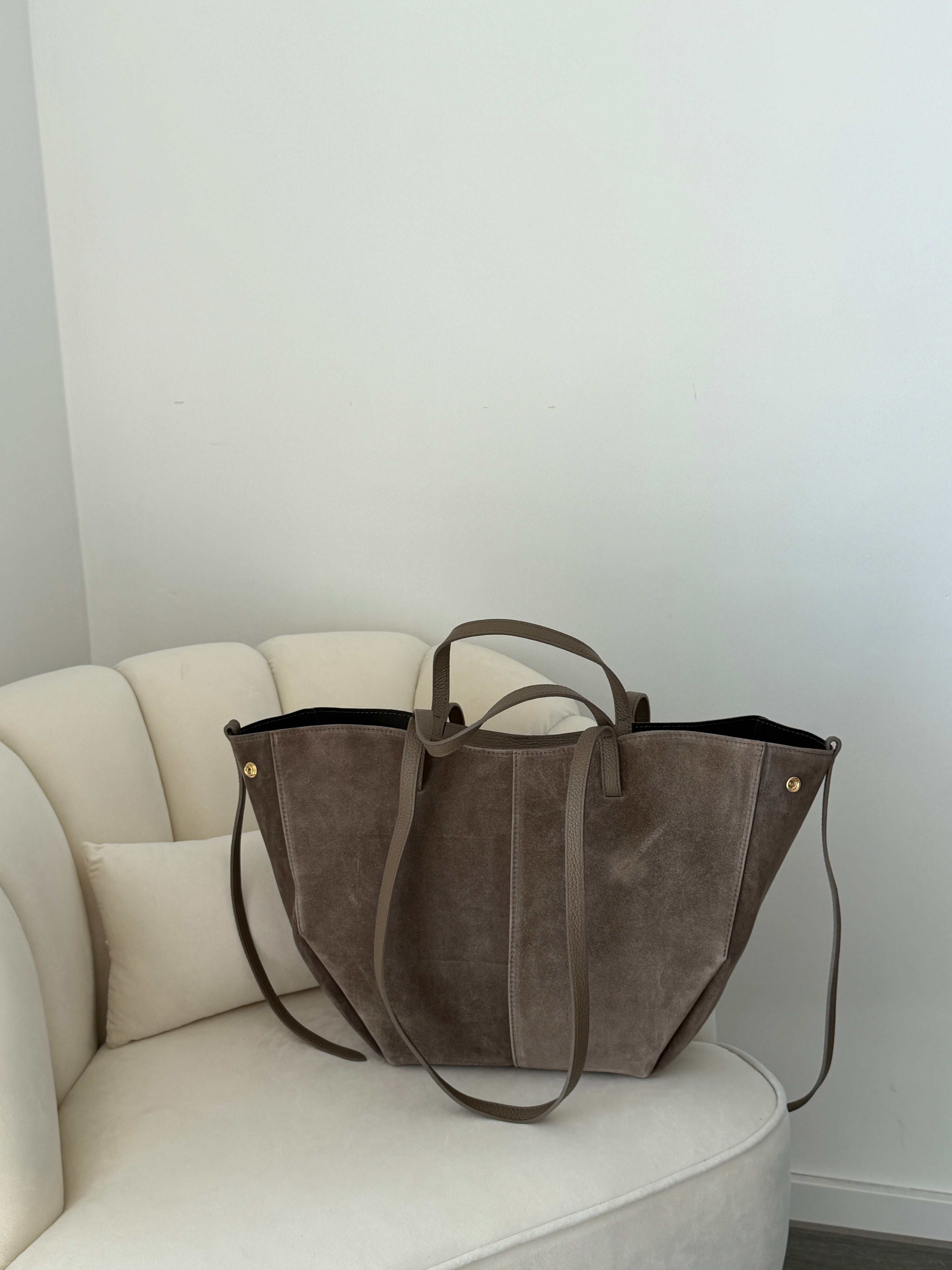 LAURA Taupe Suede Bag Shopper Large