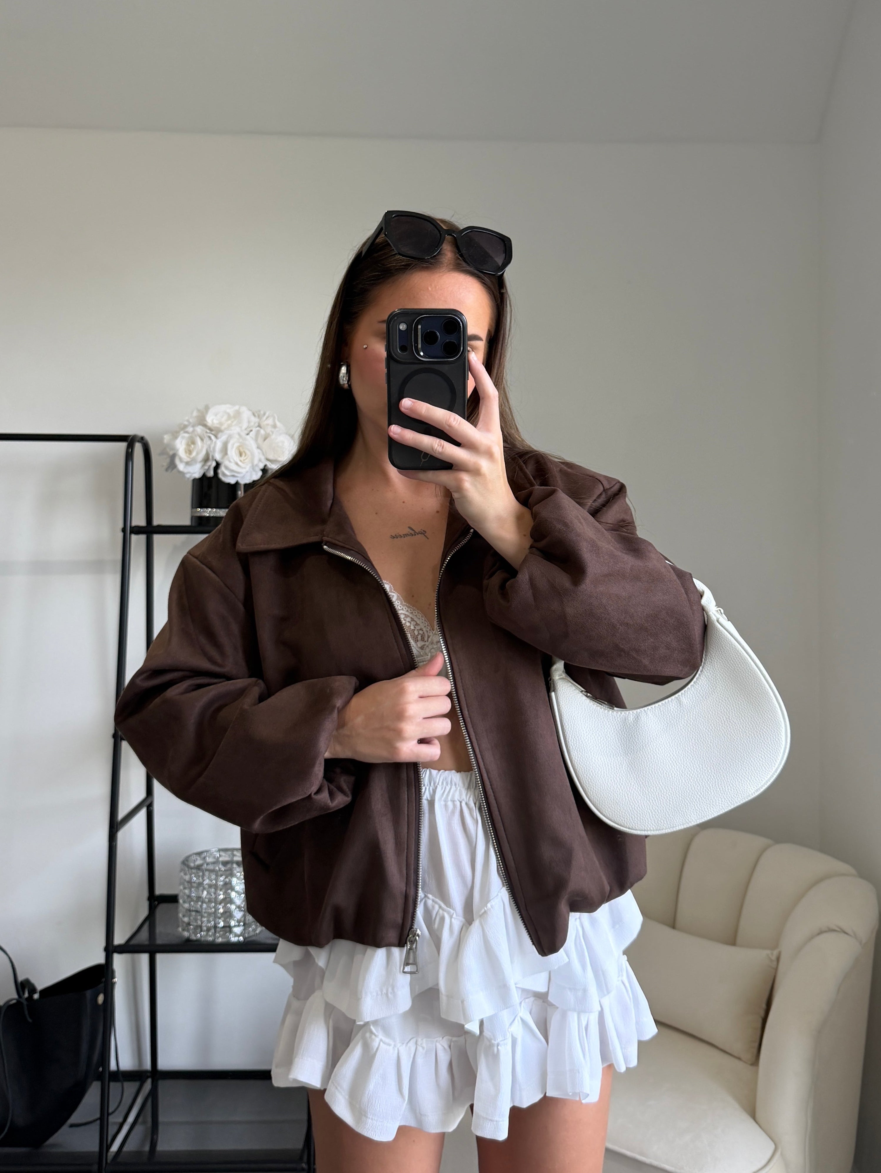 AGATHA Chocolate Vegan Suede Jacket