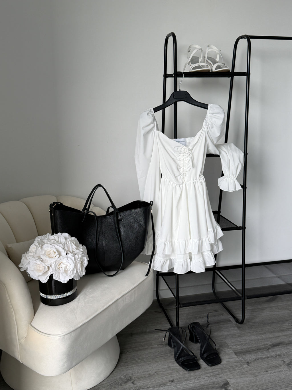 LAURA Black Leather Bag Shopper Large