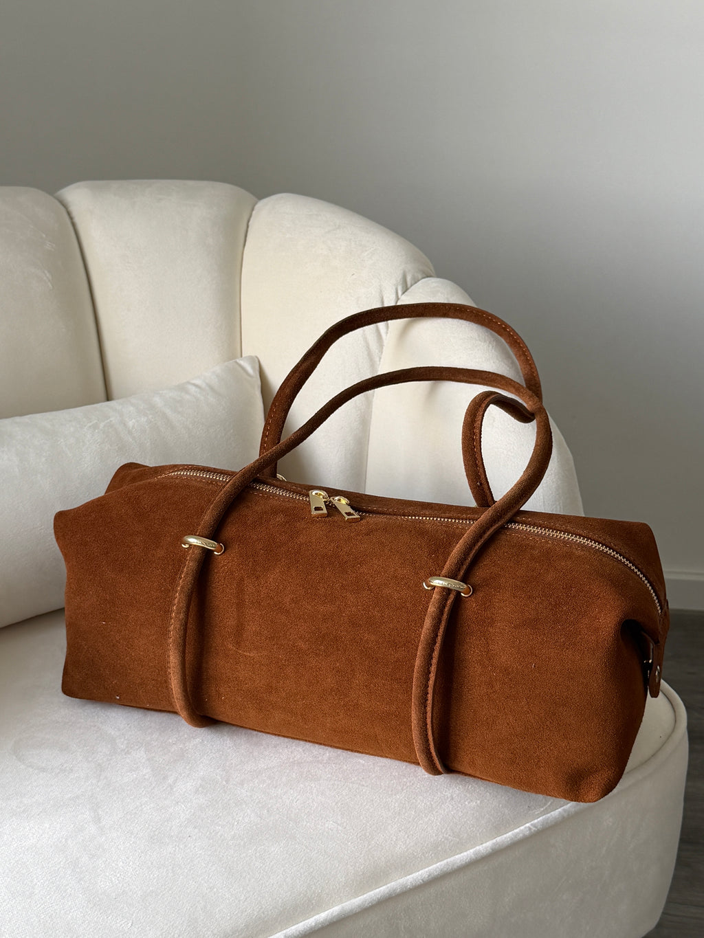 DASHA Cognac Suede Bag Large