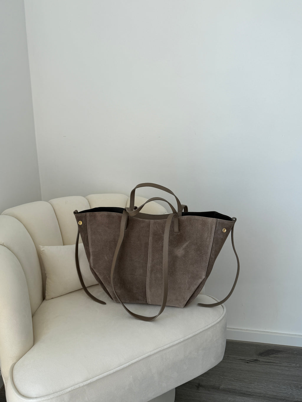 LAURA Taupe Suede Bag Shopper Large