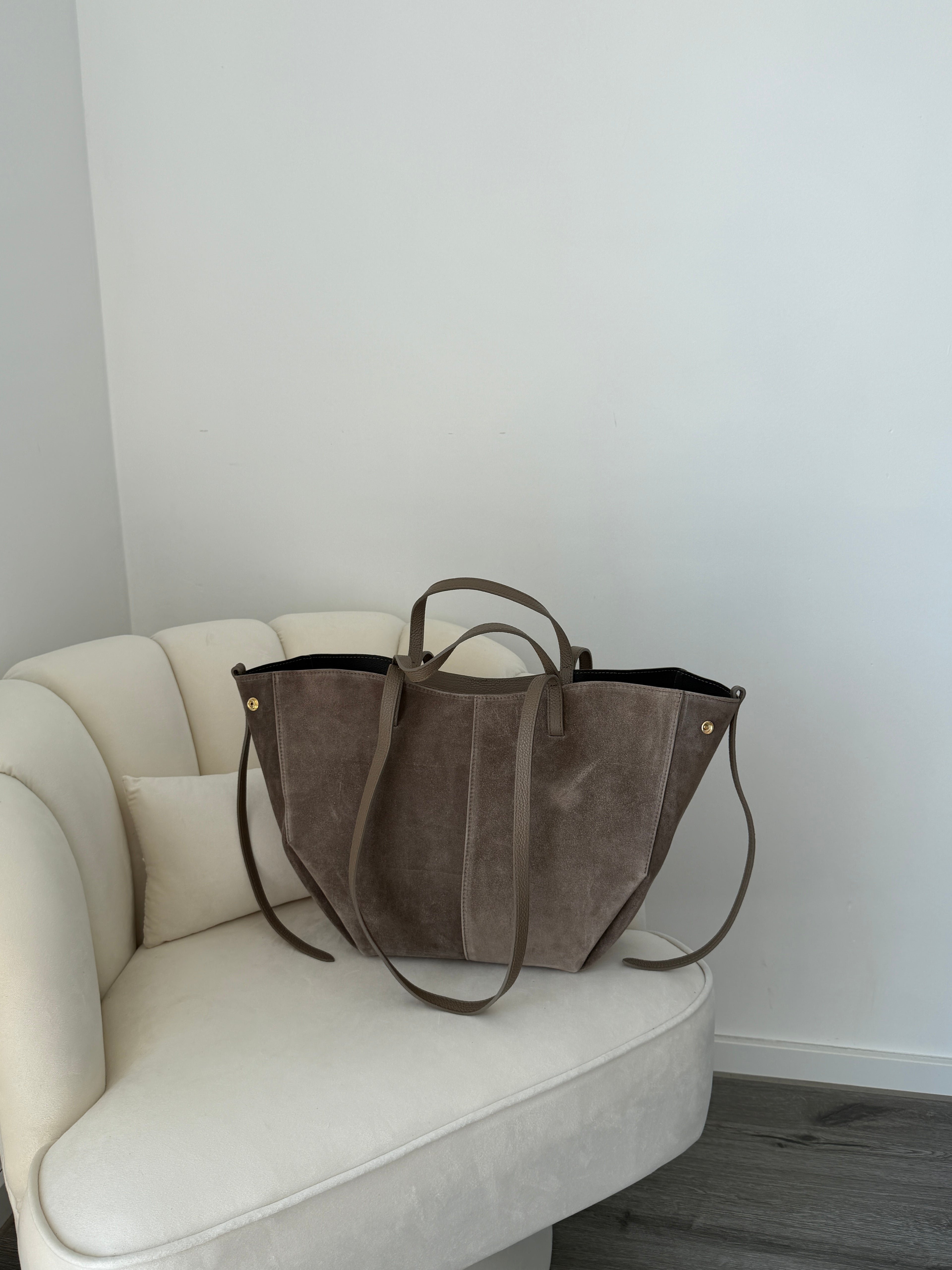 LAURA Taupe Suede Bag Shopper Large