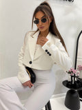 MILAGROS Cotton White Blazer