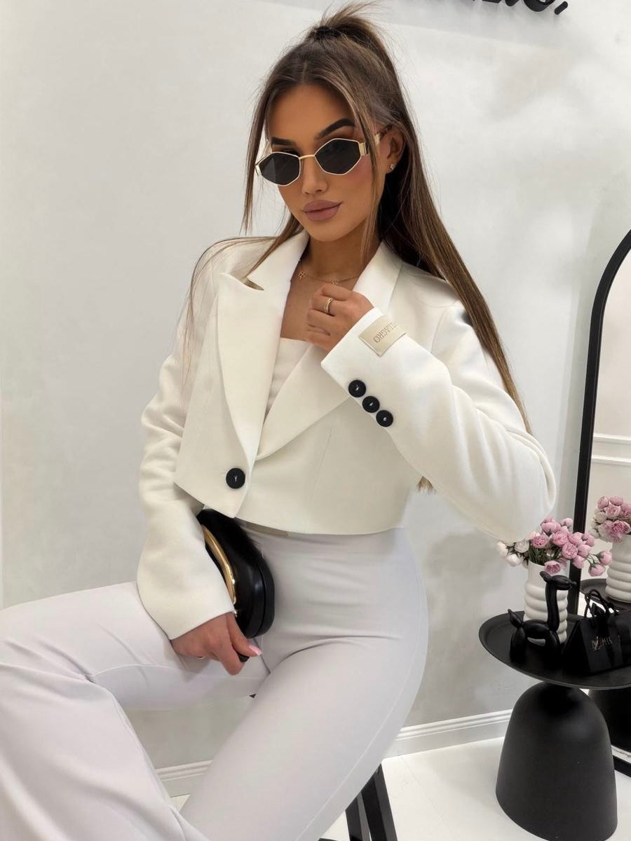 MILAGROS Cotton White Blazer