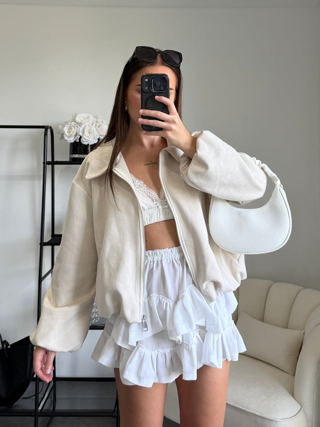 AGATHA Cream Vegan Suede Jacket