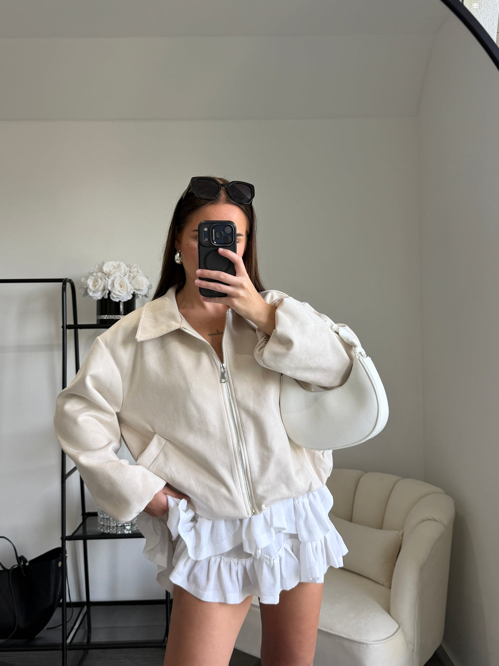AGATHA Cream Vegan Suede Jacket