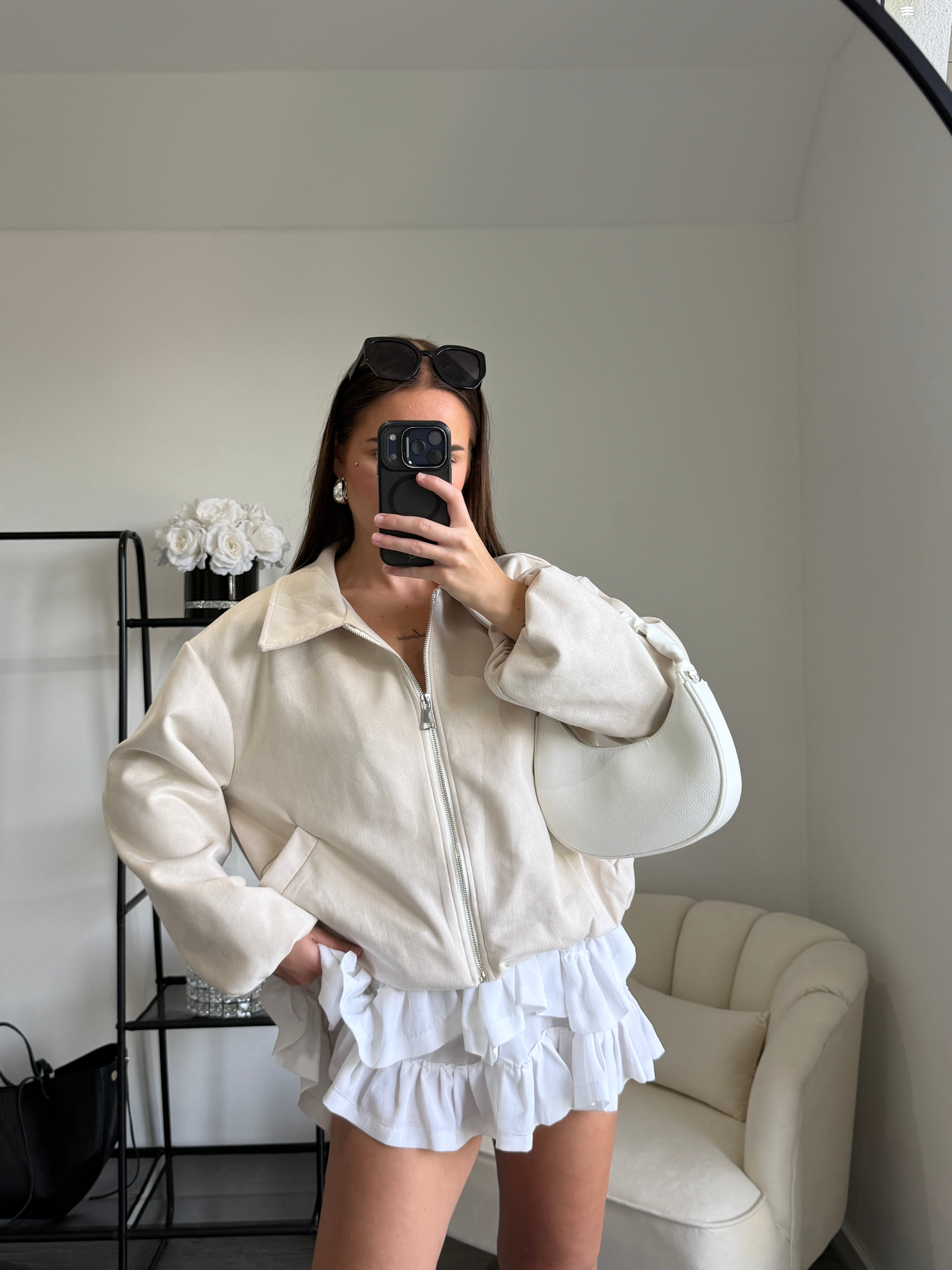 AGATHA Cream Vegan Suede Jacket