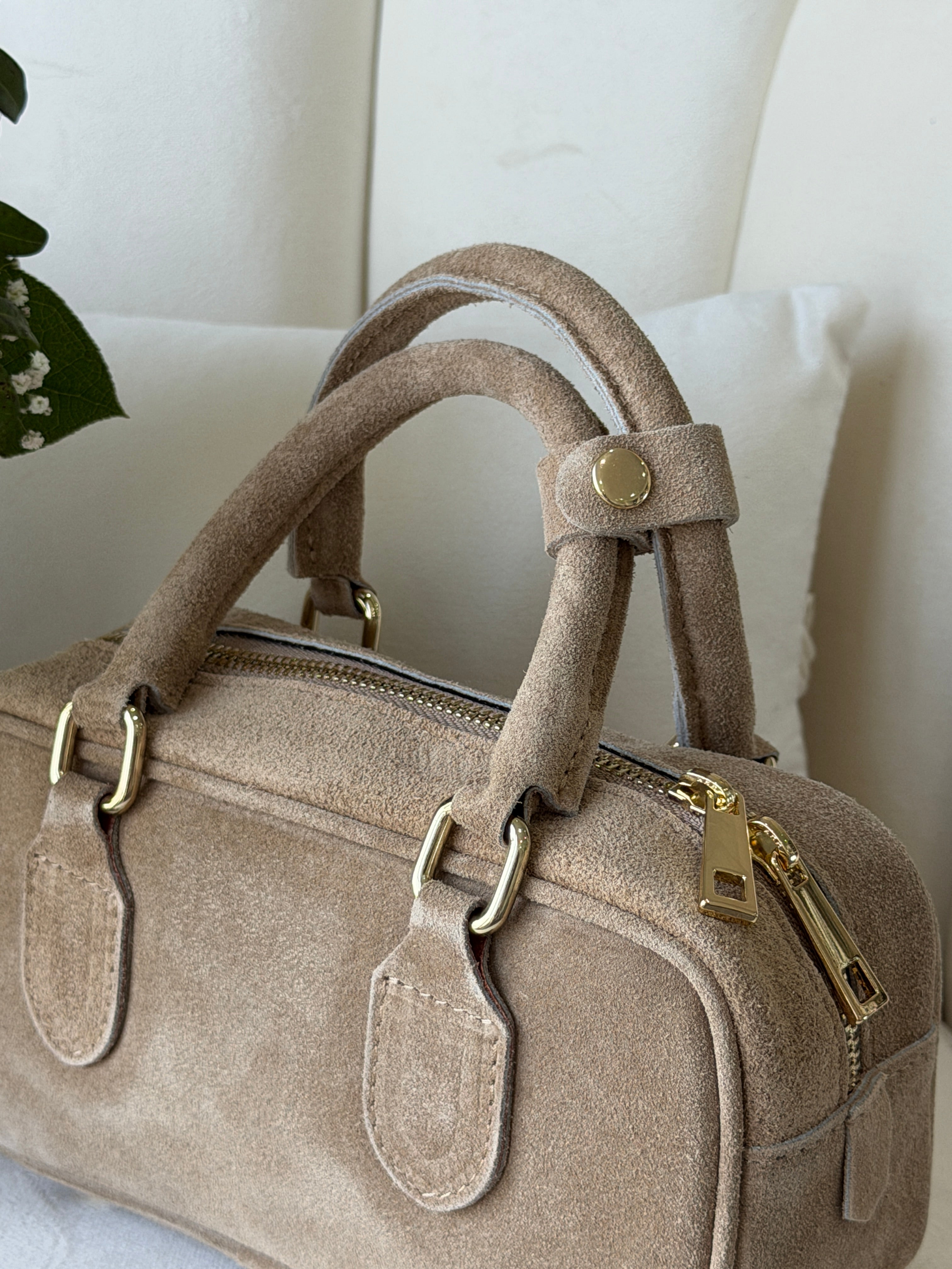 MONICA Beige Suede Bag