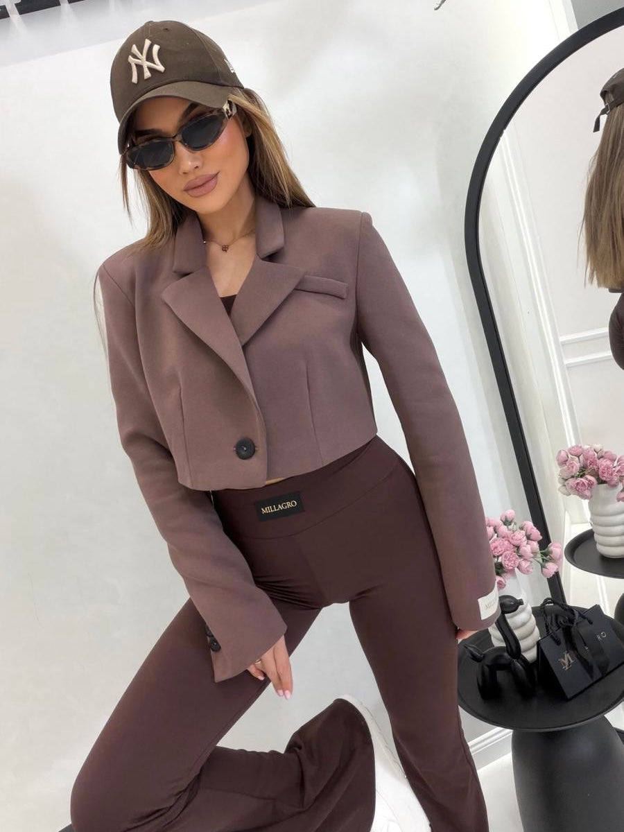 MILAGROS Cotton Milk Chocolate Blazer