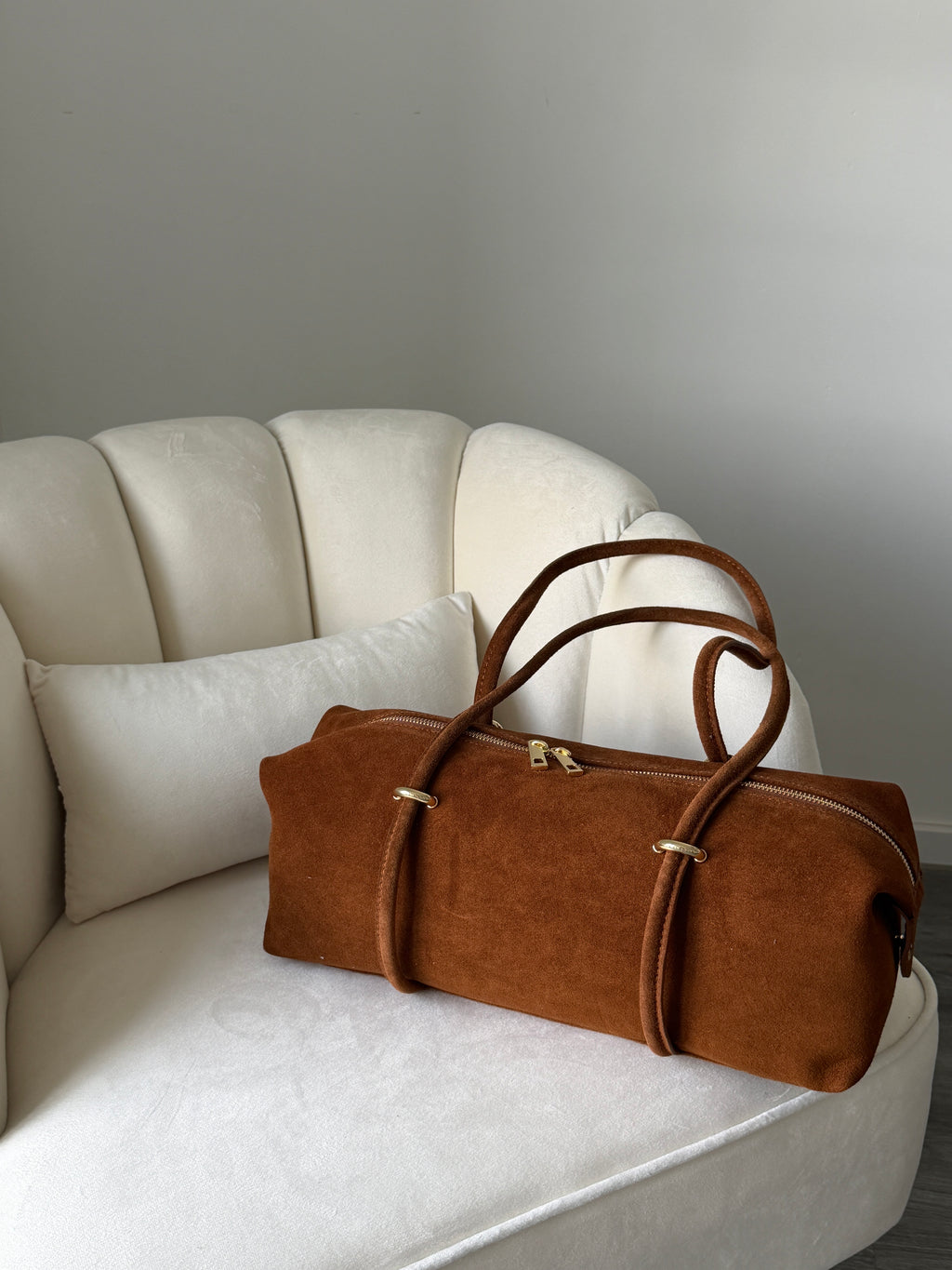 DASHA Cognac Suede Bag Large
