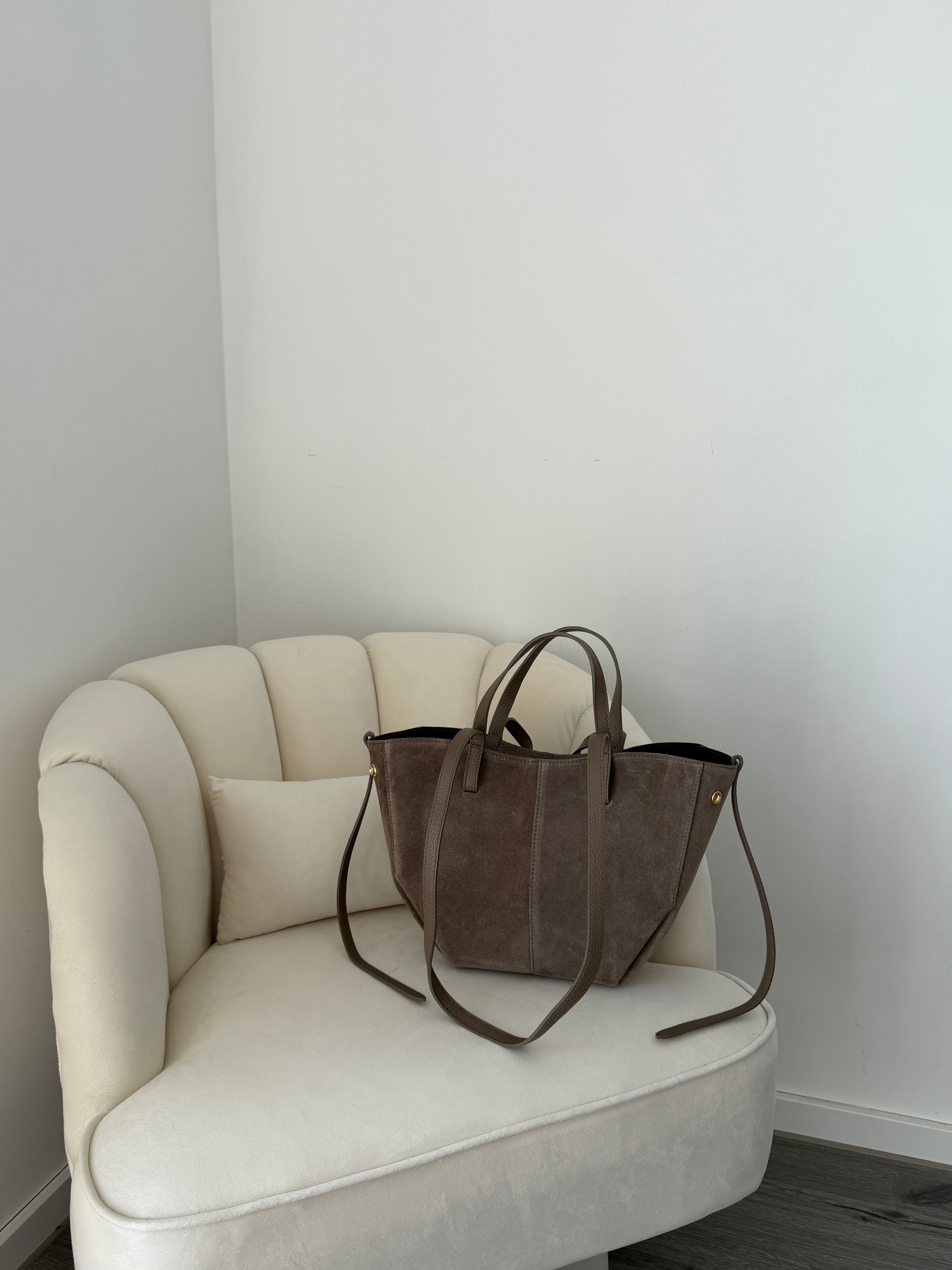LAURA Taupe Suede Bag Shopper Medium