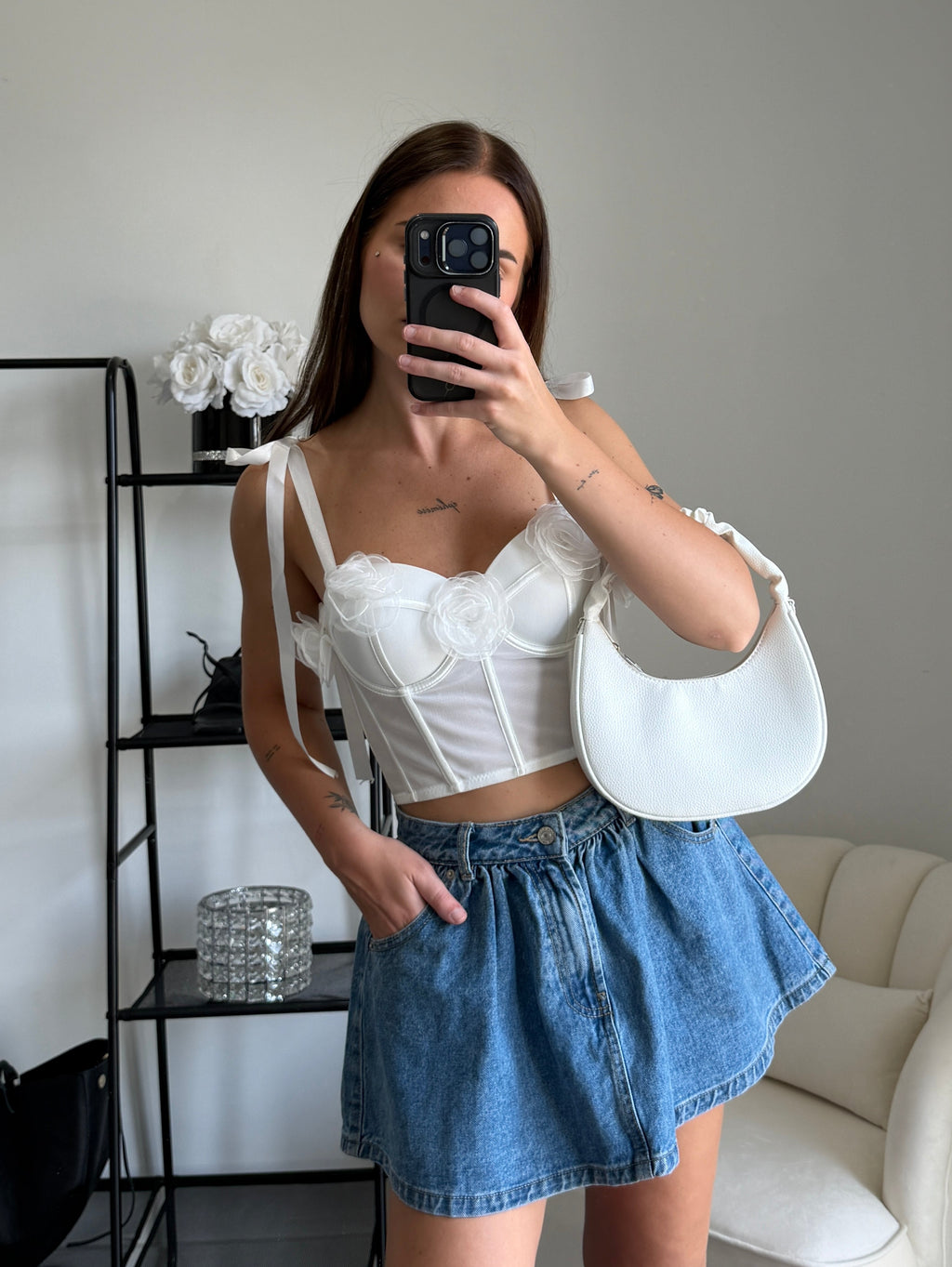 ADA White Floral Corset
