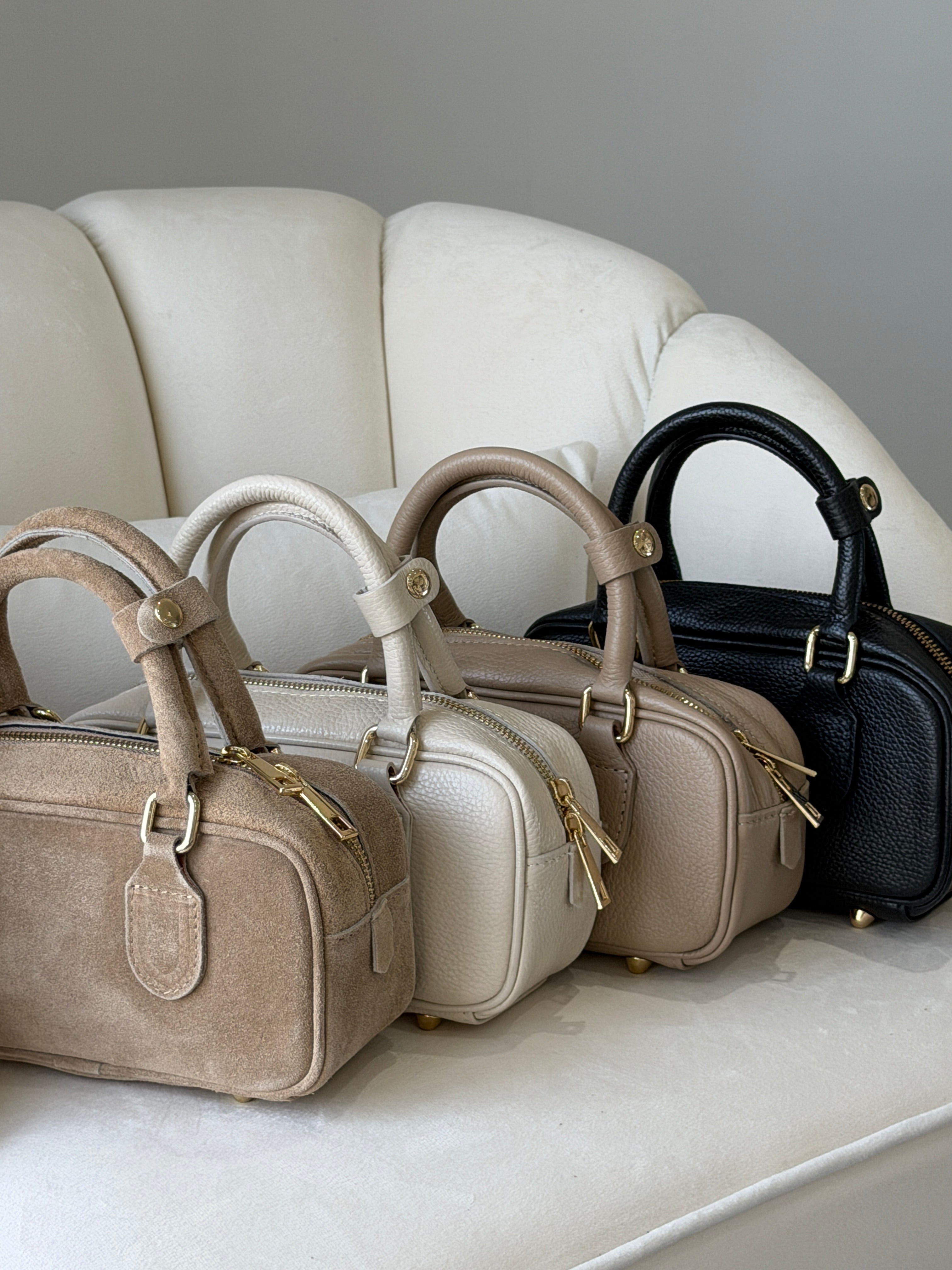 MONICA Cream Leather Bag