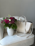 LAURA Cream Leather Bag Shopper Medium