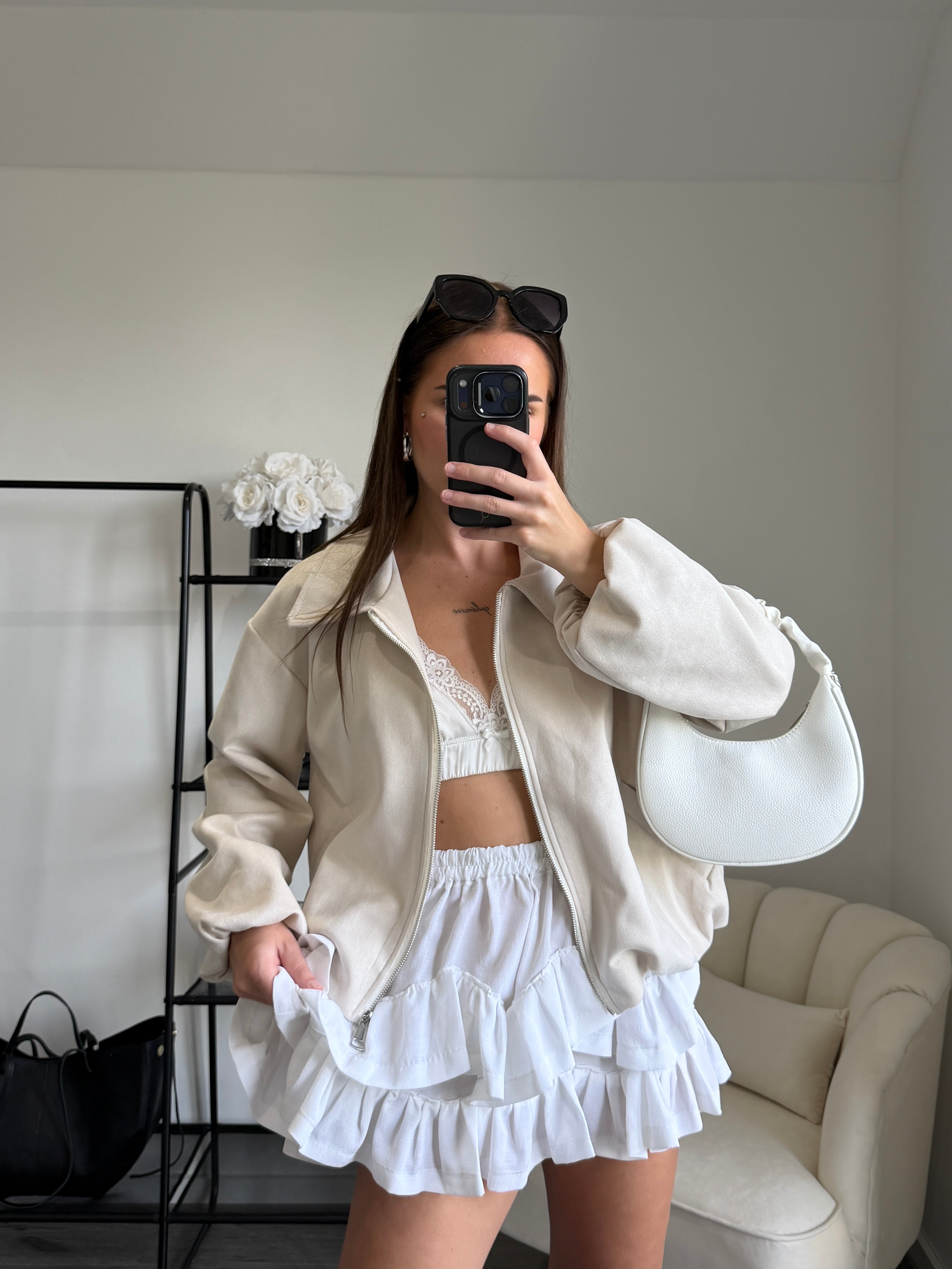 AGATHA Cream Vegan Suede Jacket